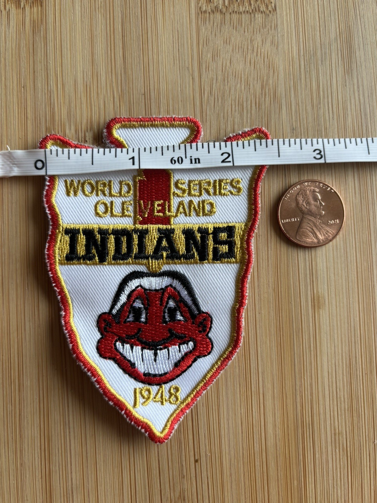 New 1948 Cleveland Indians World Series Patch 3.50 in. Official Sew On Iron Rare