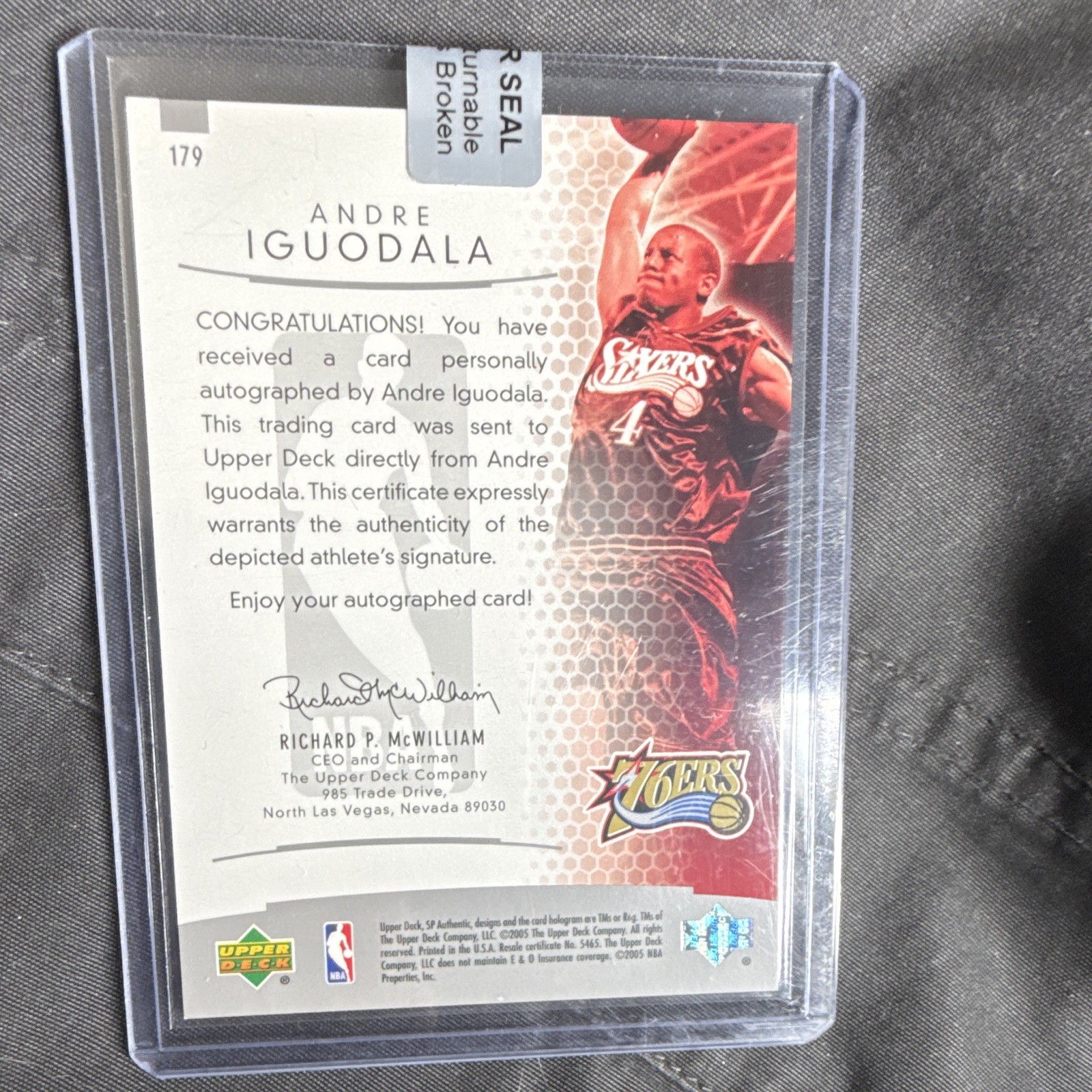 Upper Deck 2004-05 SP Authentic Andre Iguodala RC Auto #179 /1499 76ers