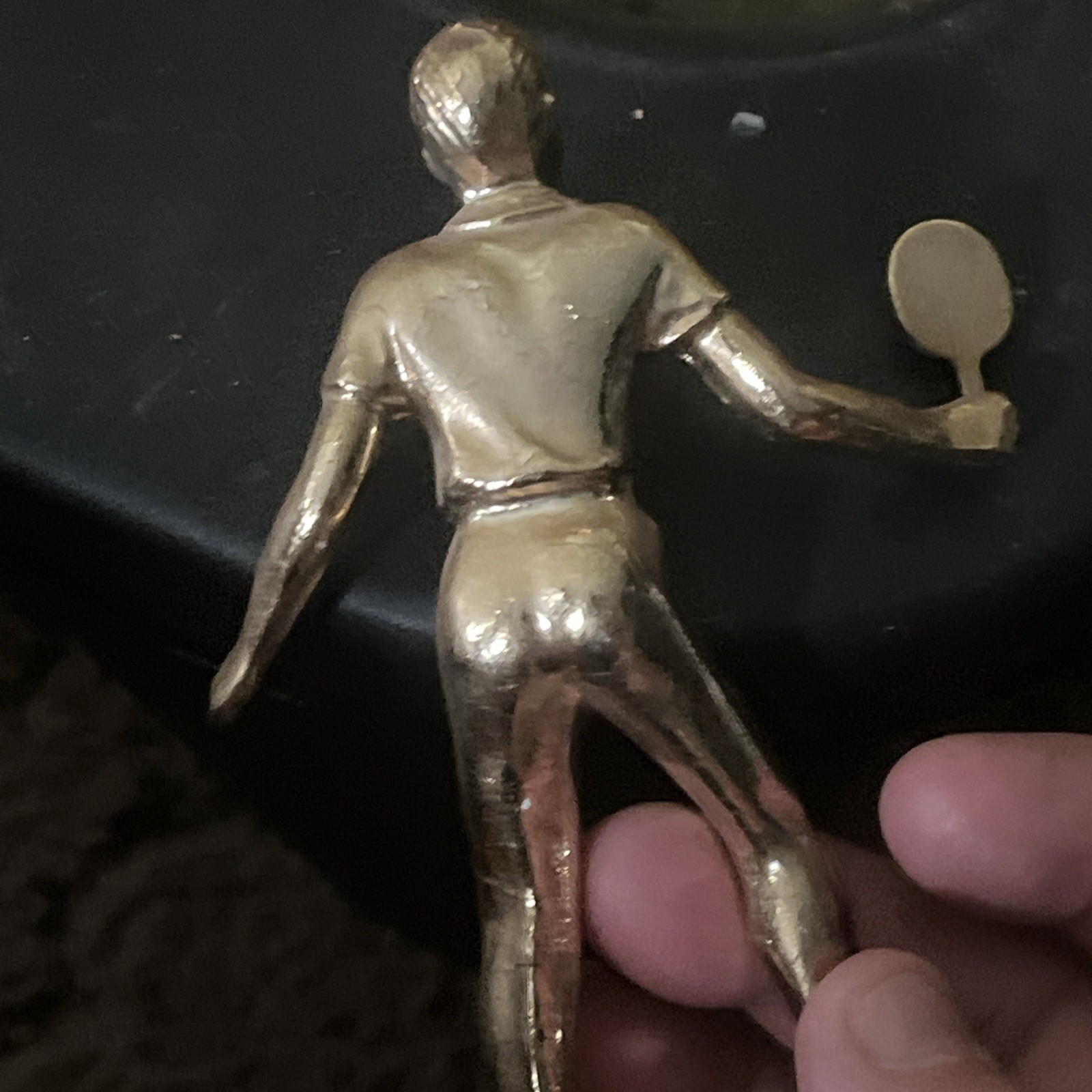Vintage Racquetball Tennis Metal Trophy Topper Man Gold Or SilverTone 5 Inches