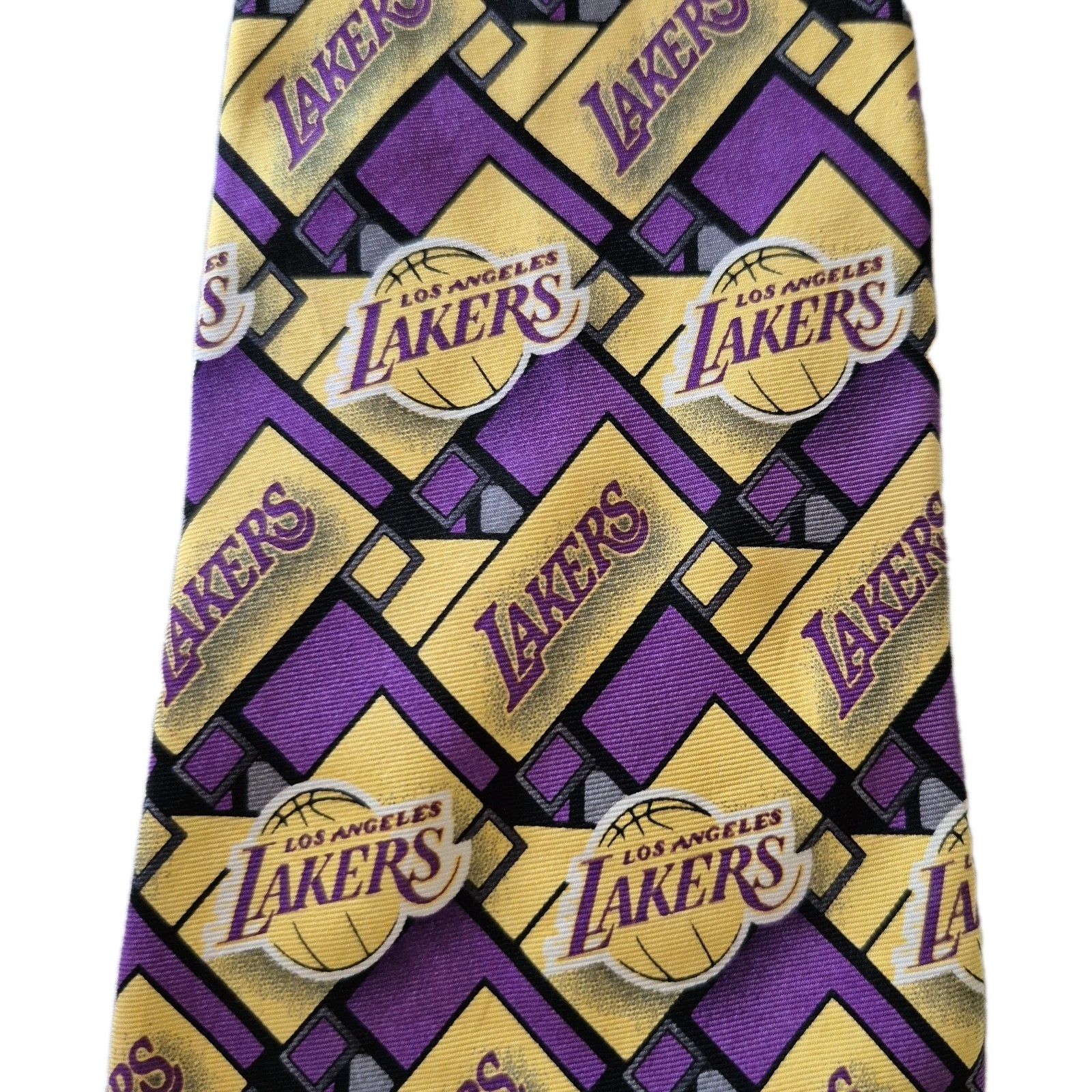 Los Angeles Lakers NBA Branded Silk Tie Purple & Gold Geometric Logo Pattern