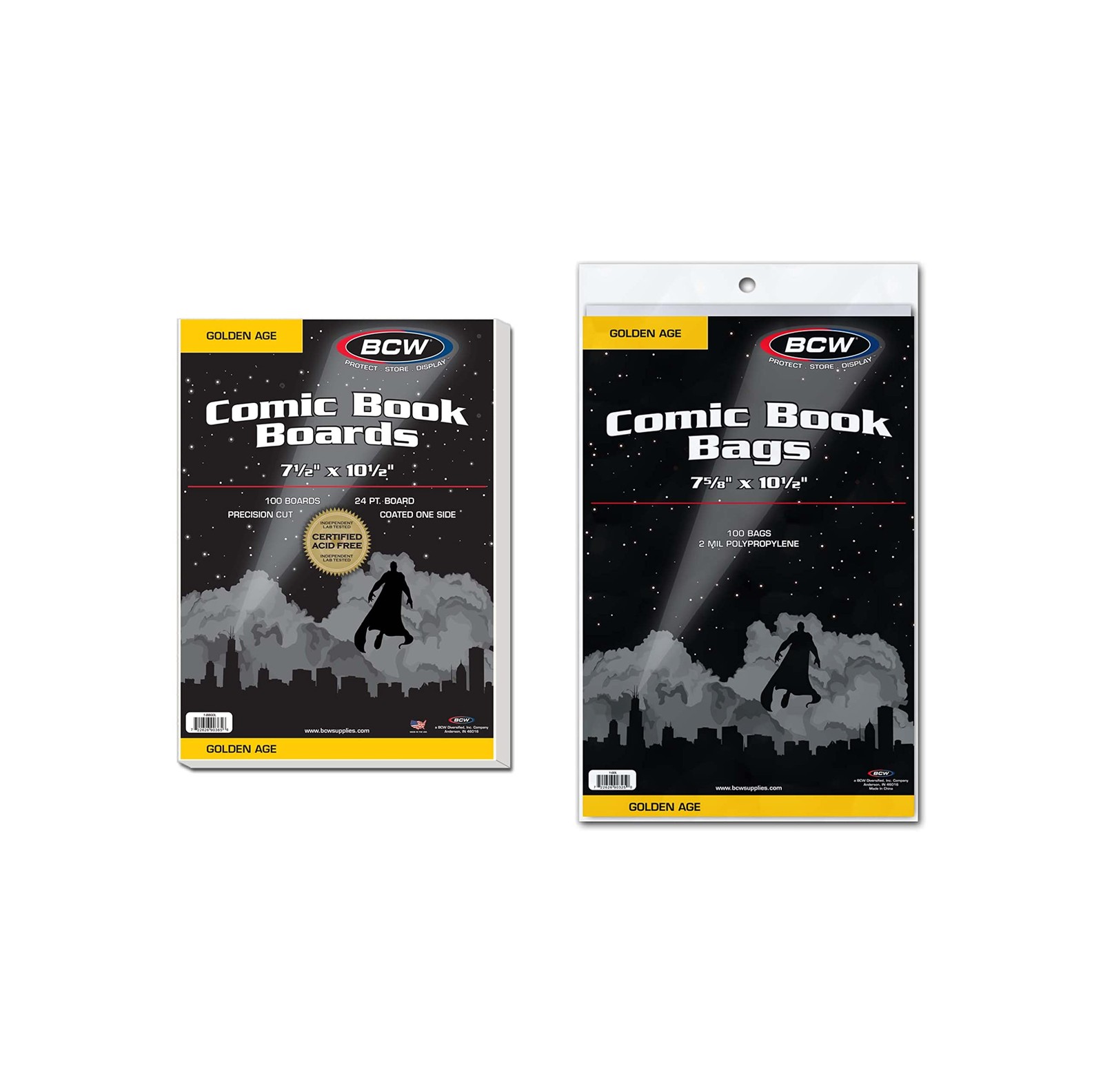 BCW Golden Age Comic Bags and Backing Boards – 100 ct