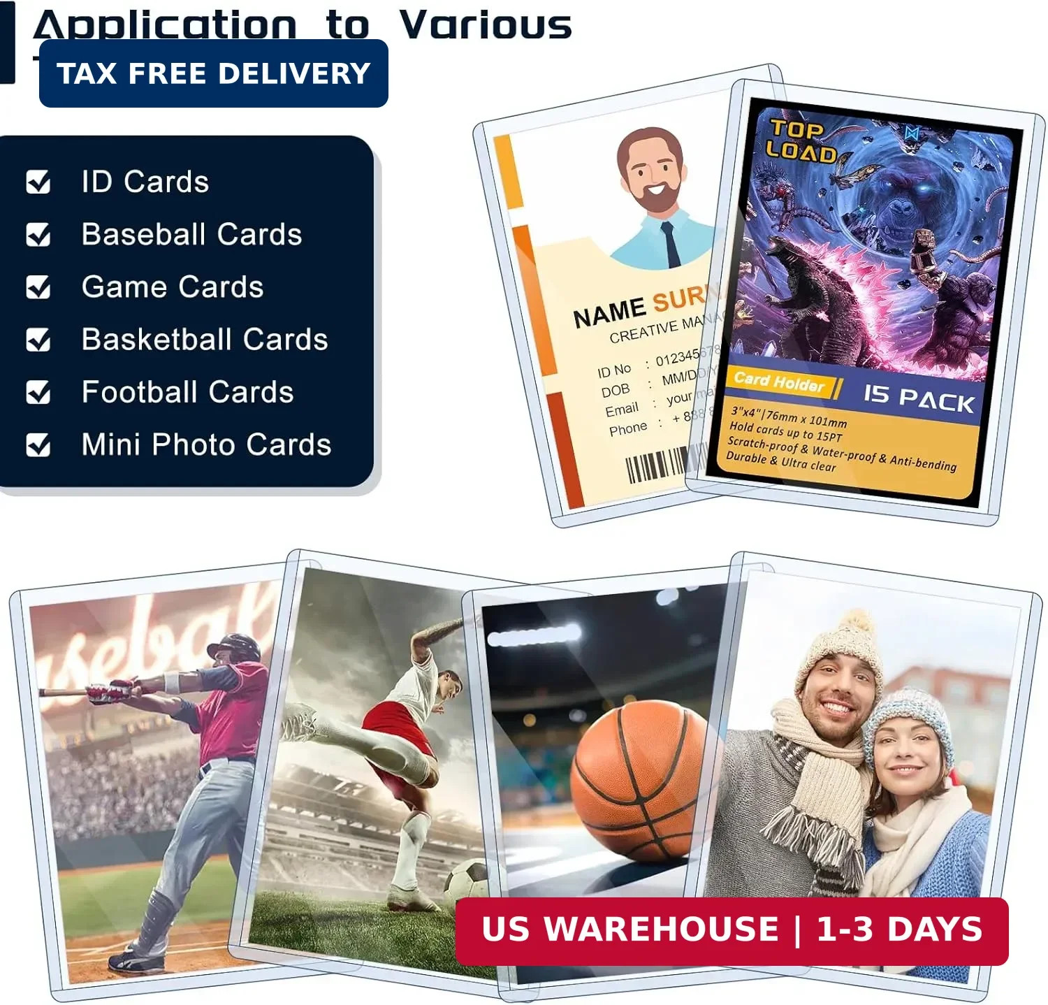 15 Pack Top Loads for Cards 3″x4″ Hard Plastic Card Sleeves Baseball Card Protec