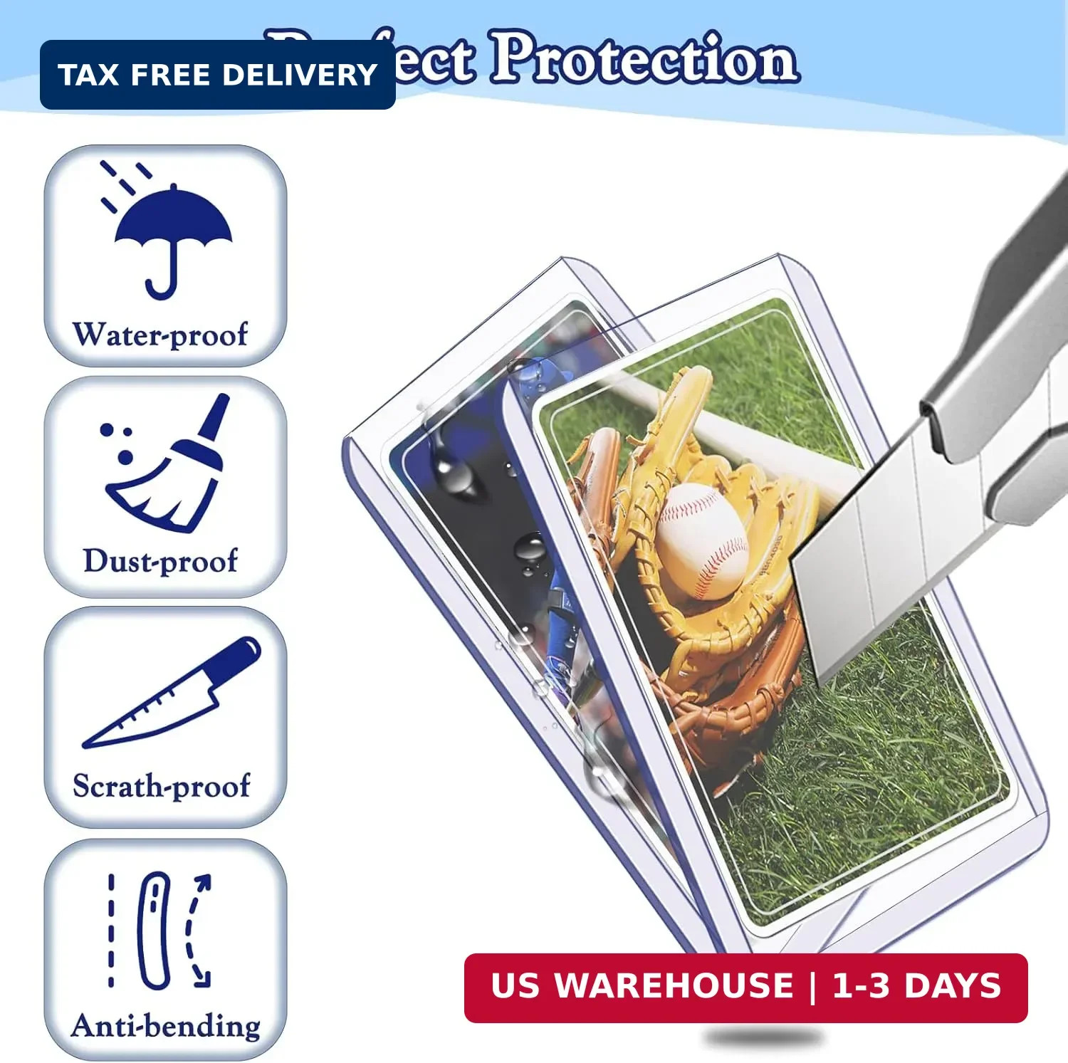 Trading Card Sleeves Hard Plastic Clear Case Holder 300 Baseball Cards Topload!!