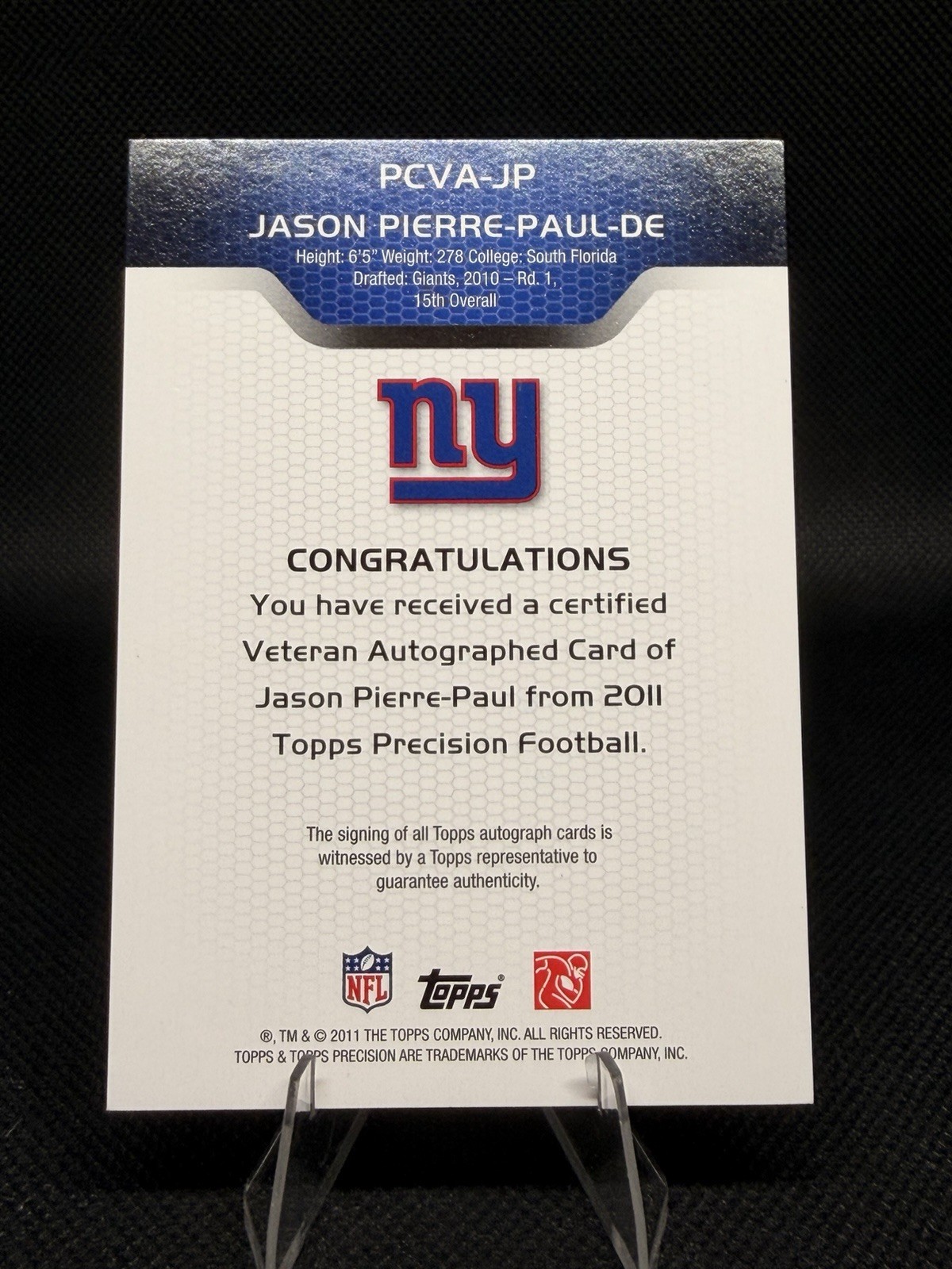 2011 Topps Precision Autographs Jason Pierre-Paul Auto New York Giants #PCVA-JP