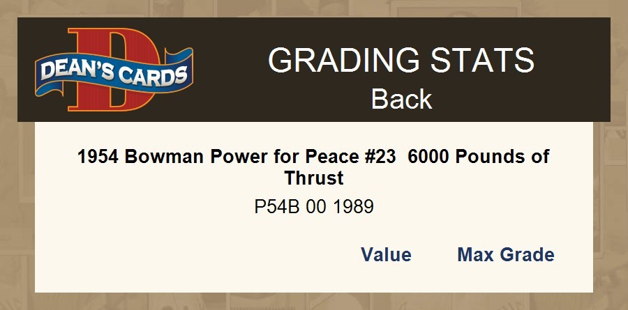 1954 Bowman Power for Peace #23 6000 Pounds of Thrust 1.5 – FAIR
