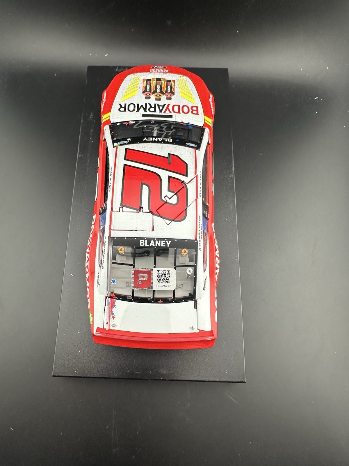 AUTOGRAPHED 2021 Ryan Blaney #12 BodyArmor ATLANTA WIN 1/24 Diecast Pristine COA