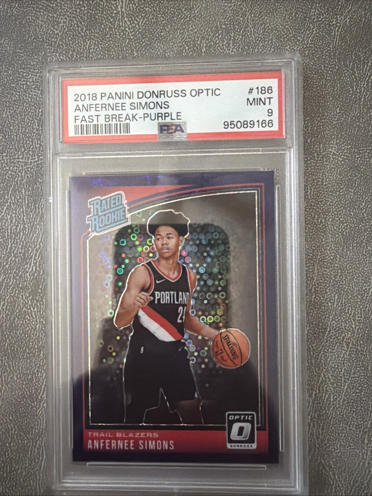 2018-19 Panini Donruss Optic – Rated Rookie Anfernee Simons #186 Purple /95 (RC)