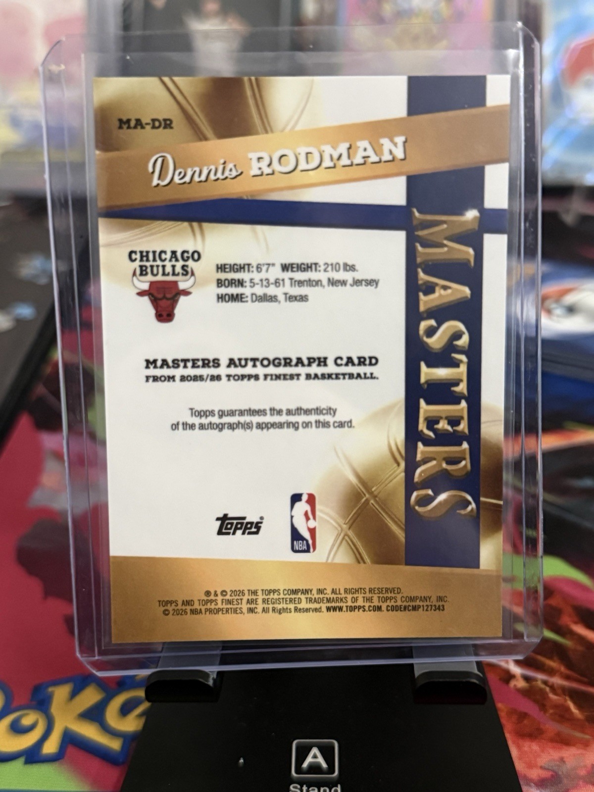 2025-26 Topps Finest Dennis Rodman Masters Auto TRUE RED #4/5 Color Match Bulls