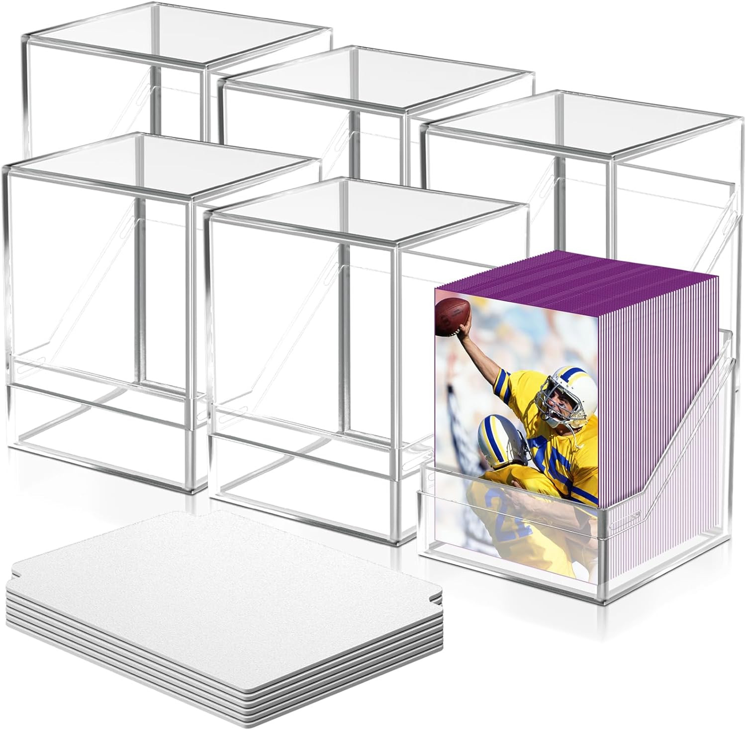 6 Pack Acrylic Card Deck Boxes Clear Trading Card Storage Cases With Dividers