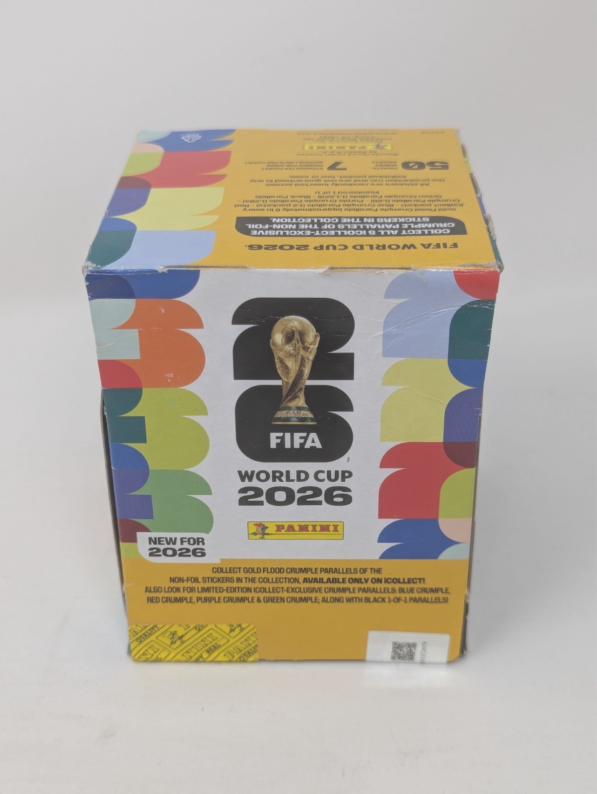 Online Exclusive Panini FIFA World Cup 2026 Sticker Box 50 Packs Gold Crumple