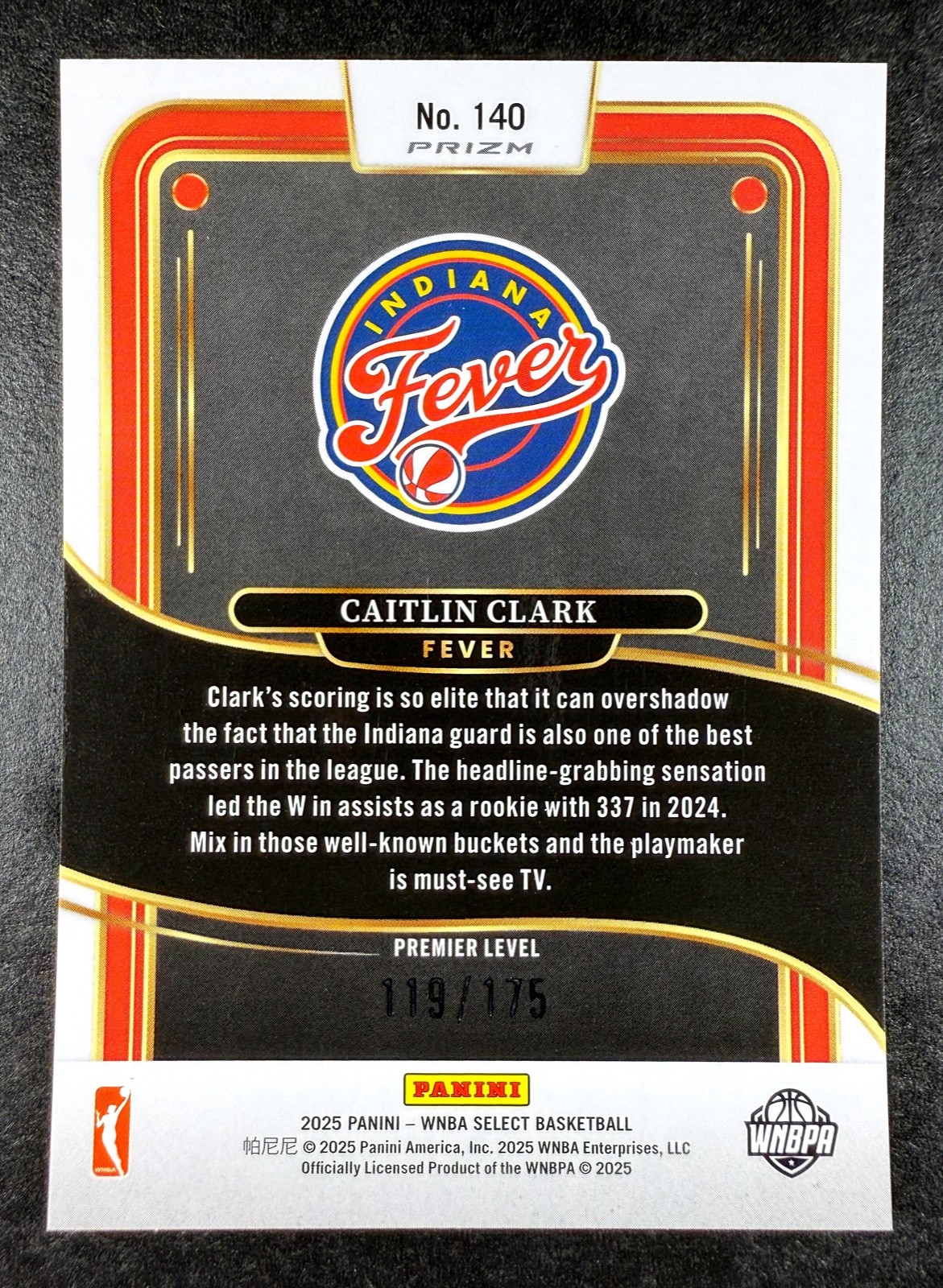 2025 Panini Select Caitlin Clark Premier Pink Camo Prizm /175