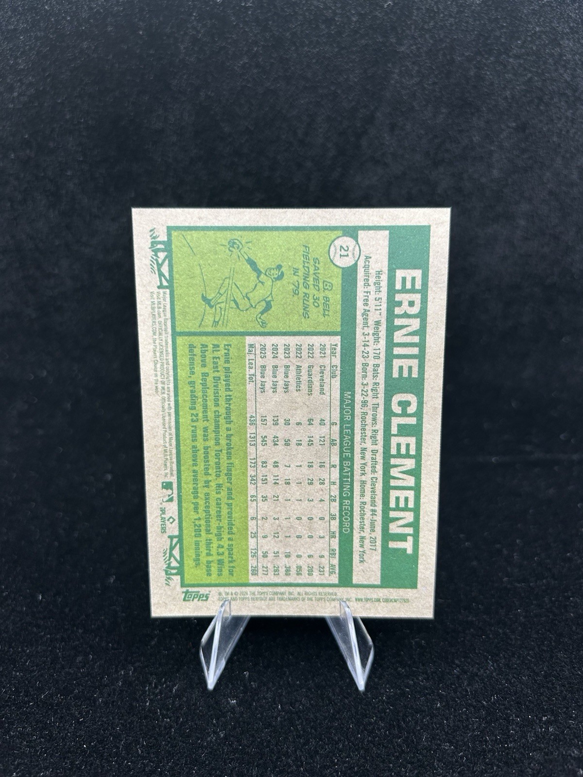 2026 Topps Heritage Gold Refractor #21 Ernie Clement (#29/50)