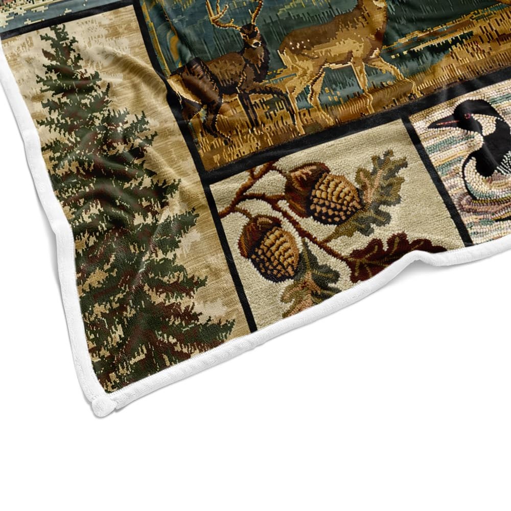 Rustic Lodge Throw Brown Blankets, Farmhouse Country 60″L x 50″W,