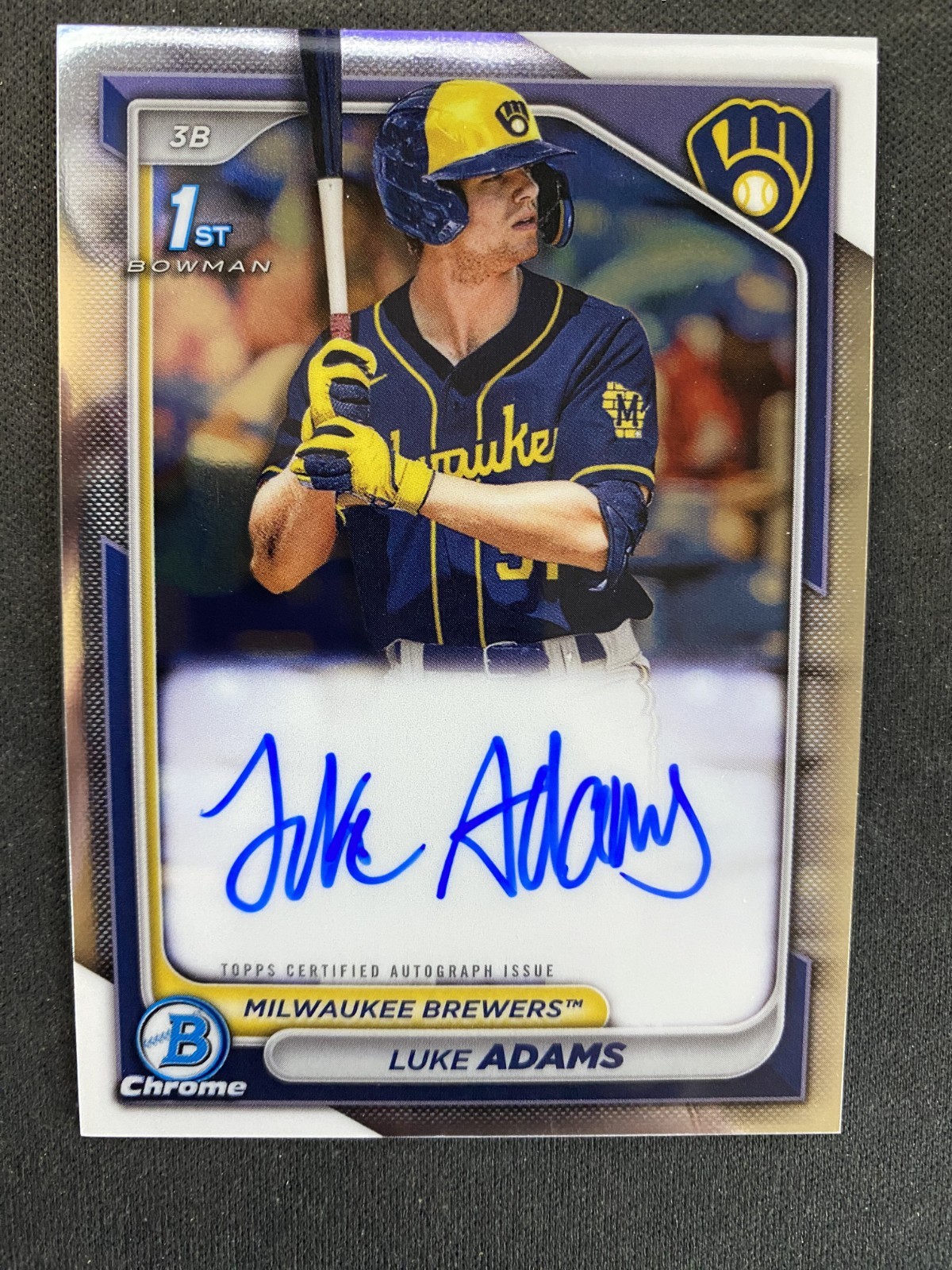 2024 Bowman Chrome Luke Adams 1st Chrome Auto Brewers RC CPA-LA 1st Bowman