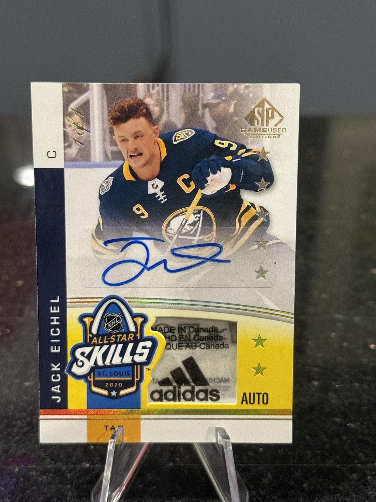 Jack Eichel 2020-21 UD SPGU NHL All Star Skills Laundry Tag Auto 1 Of 1