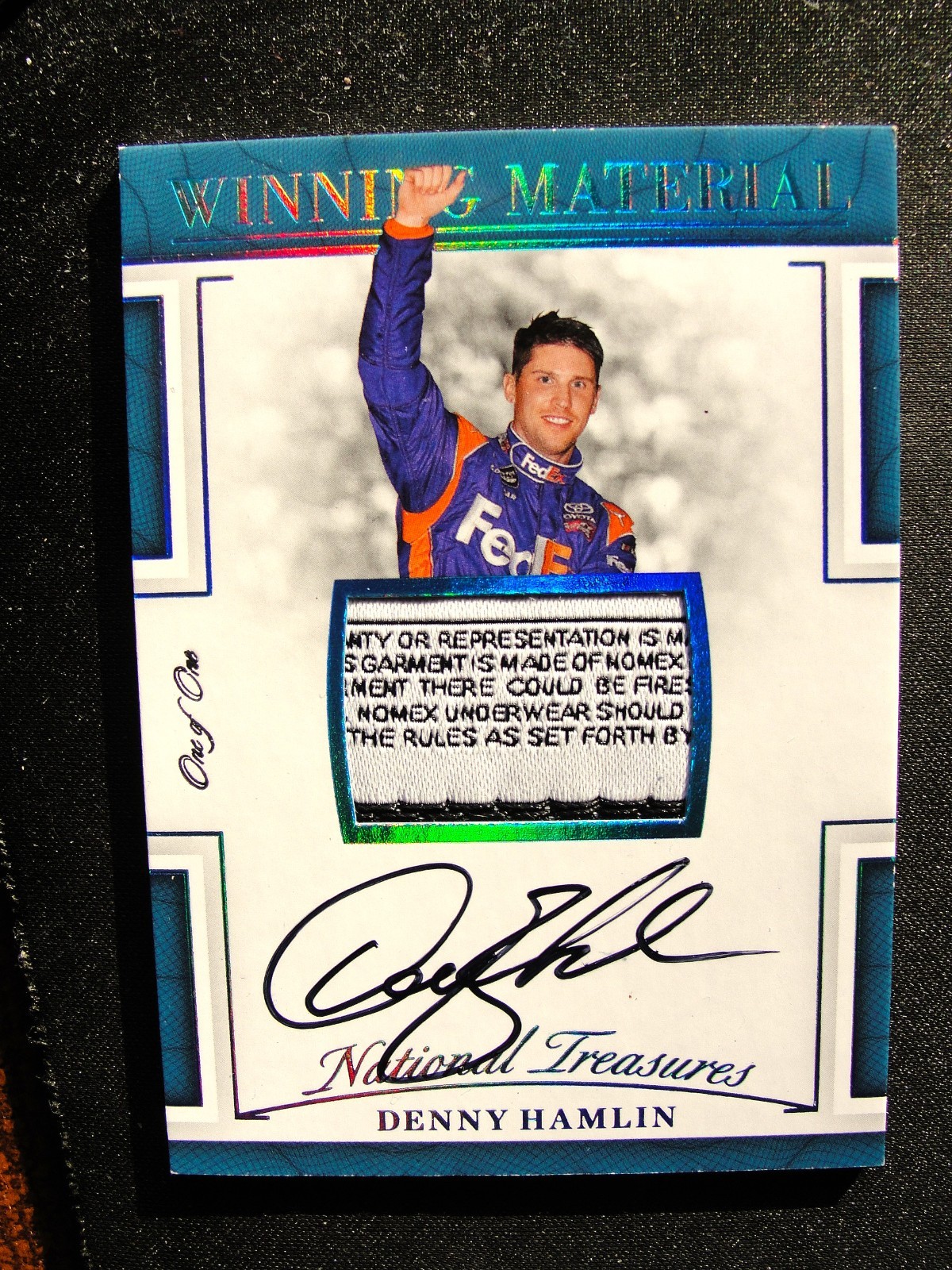 DENNY HAMLIN 1/1 RACE USED LAUNDRY TAG AUTOGRAPH AUTO ONE OF ONE