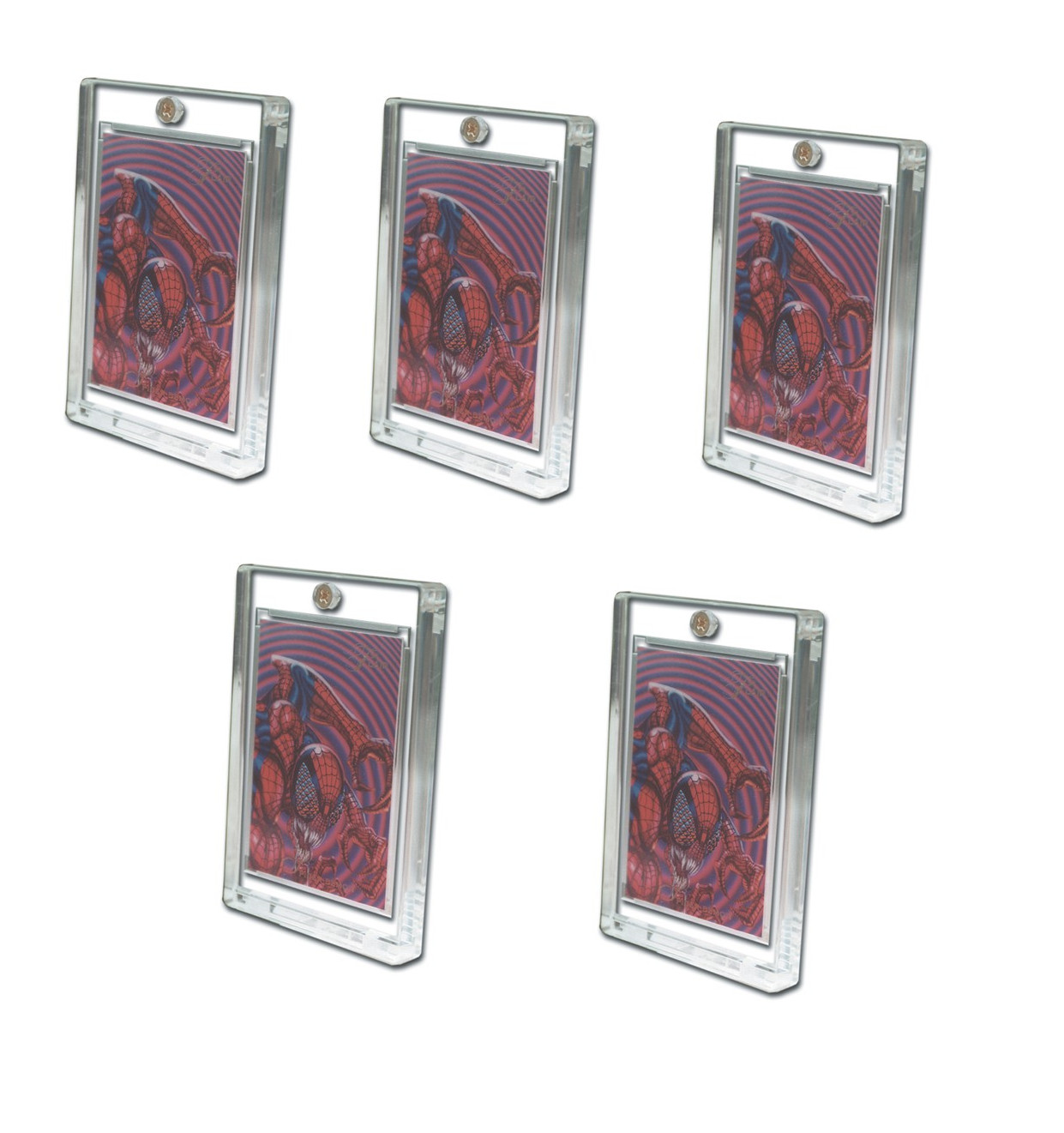 (5-Pack) Pro-Mold Deluxe 1/2 Inch Lucite 1-Screw Card Holder 50pt Thicker Size