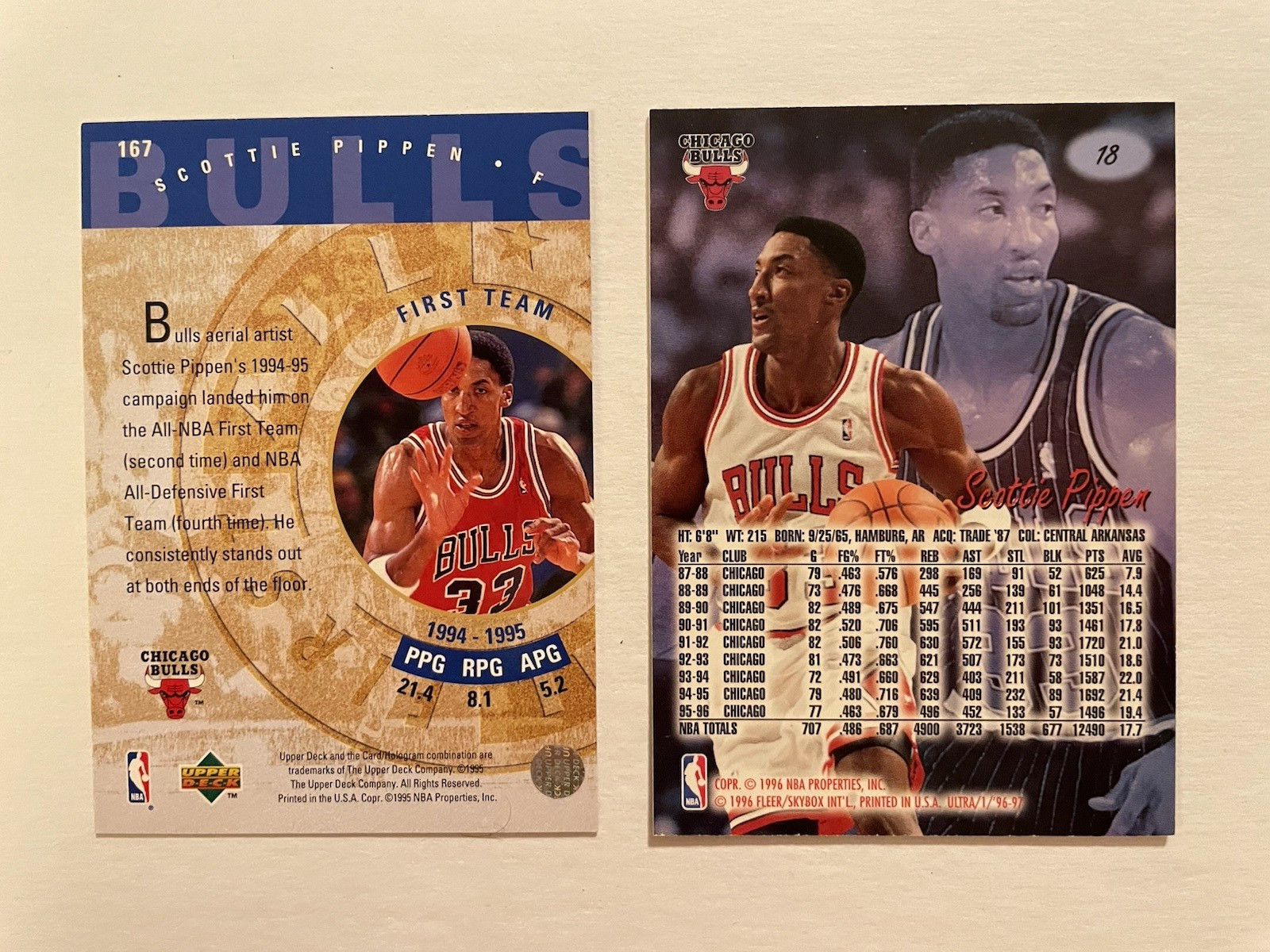 Scottie Pippen 20 Card Lot, Various Years and Sets, Inserts and Base, Bulls HOF