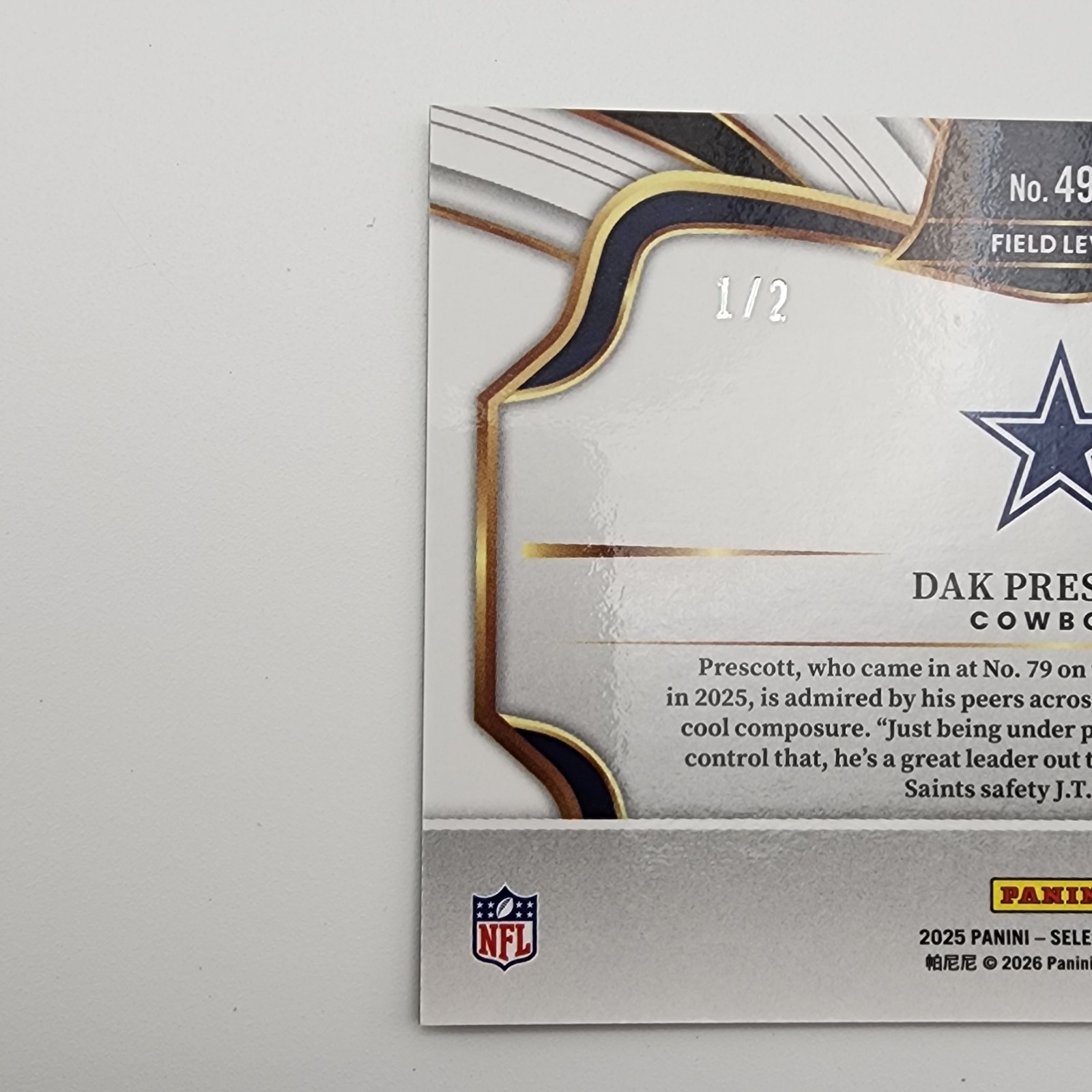 2025 Panini Select Rare Field Level Dak Prescott Snakeskin 1/2 1st On Print!