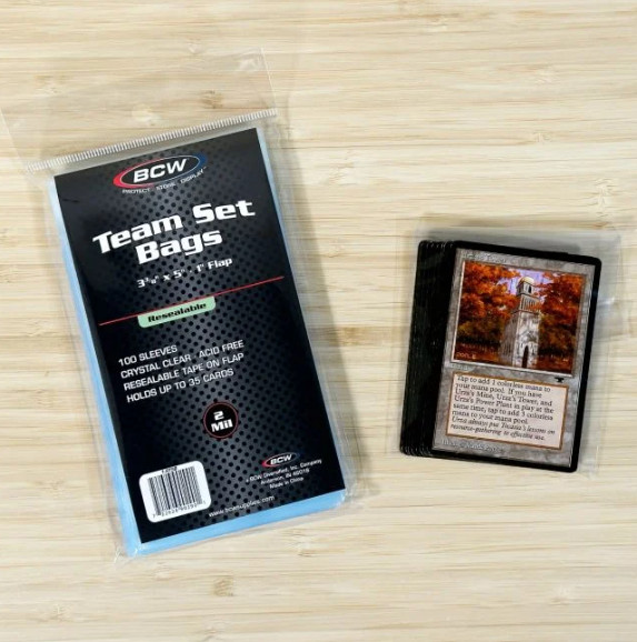 BCW Resealable Team Set Bags – 1 Pack (100) Count – 2 Mil Sleeves – Brand New