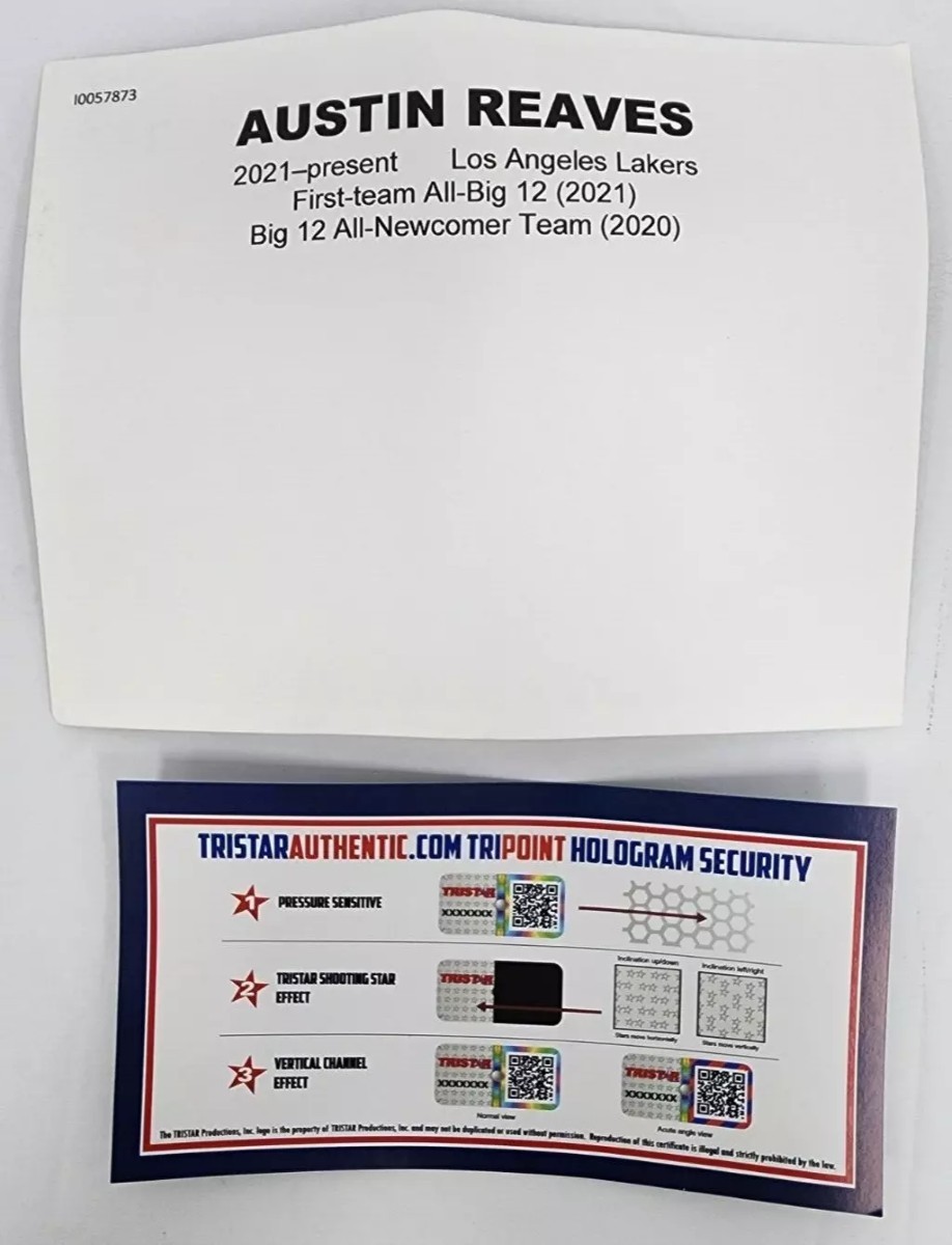 NBA AUSTIN REAVES AUTOGRAPHED BASKETBALL W/ TRISTAR AUTHENTHIC COA (1019058-1)