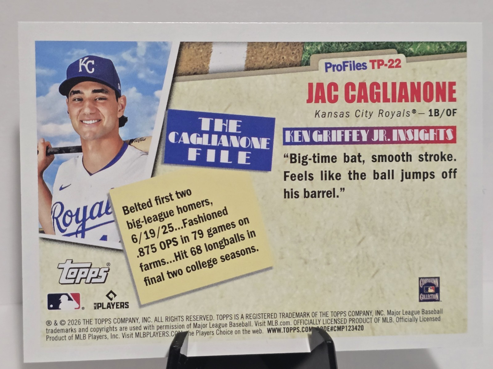 2026 Topps Ken Profiles By Ken Griffey Jr. Jac Caglianone KC Royals RC TP-22