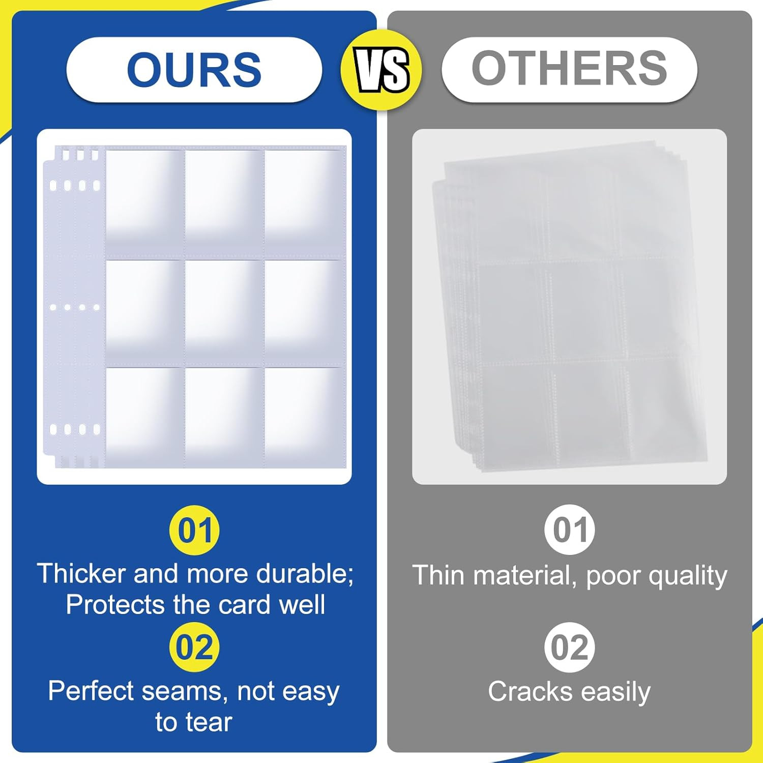 7200 Pockets Card Sleeves Binder Sheets, 9 Pocket Card Sleeves for 3 Ring Binder
