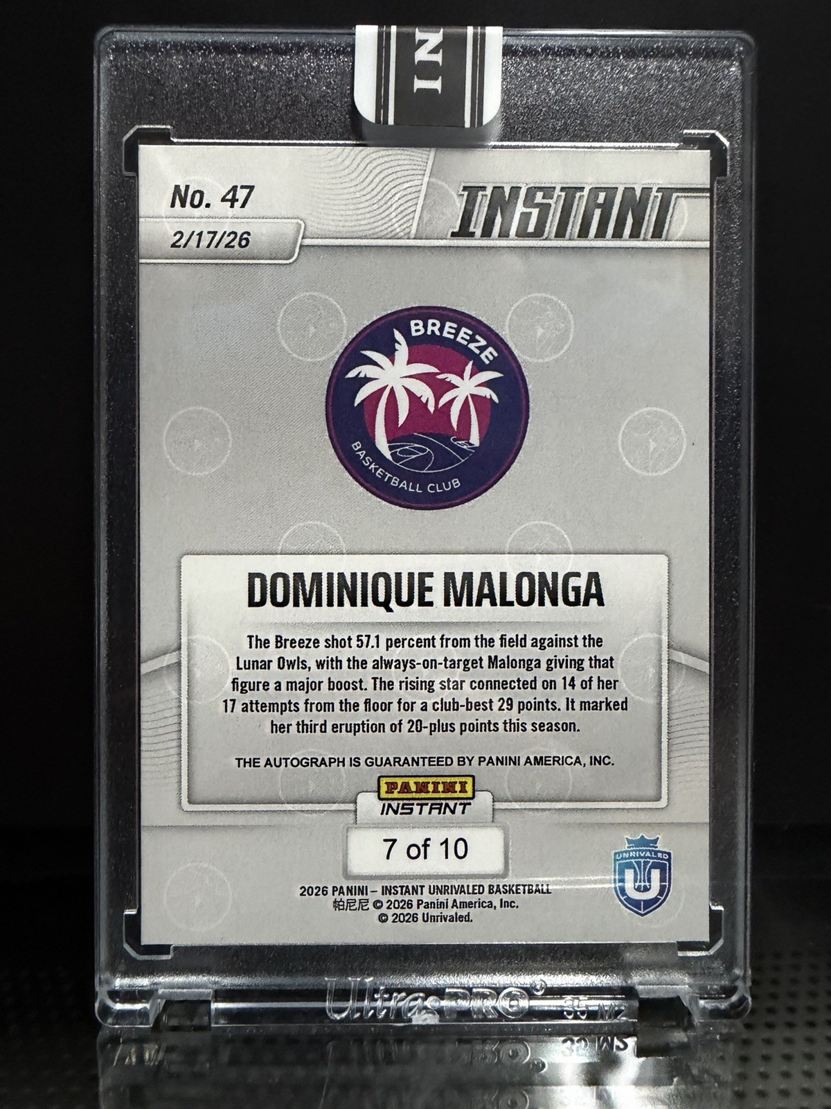 Dominique Malonga 2026 Panini Unrivaled #47 Rookie Auto Autograph Gold /10