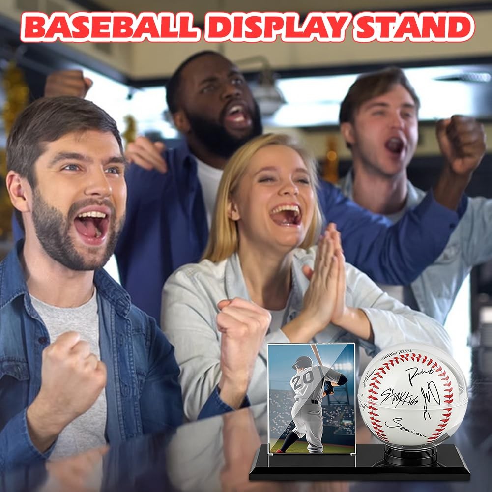 Acrylic Baseball Display Case, Dustproof Clear Base Holder for and Cards, Cen…