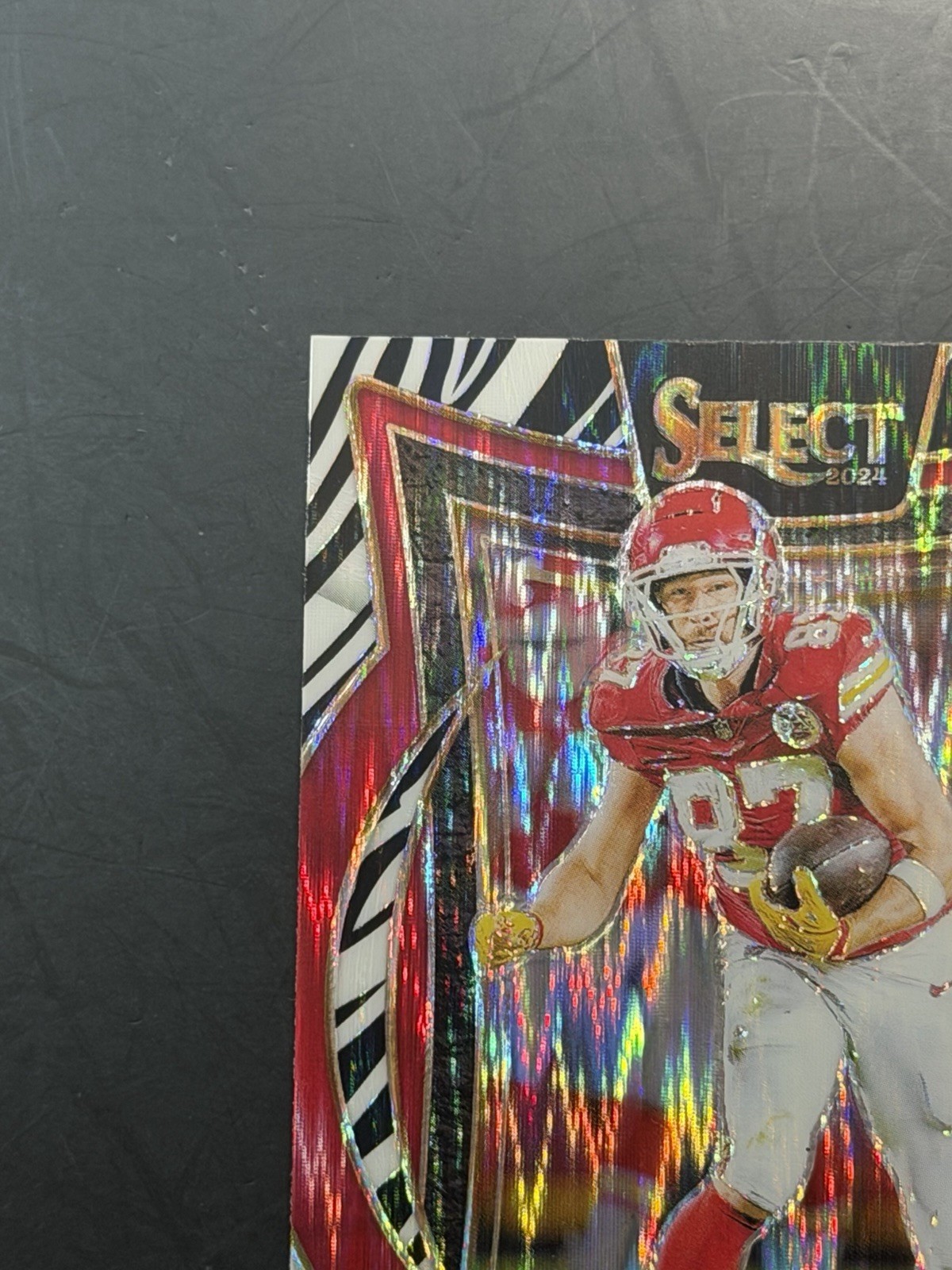 Travis Kelce 2024 Select Concourse Zebra Shock Prizm Kansas City Chiefs #97 SSP