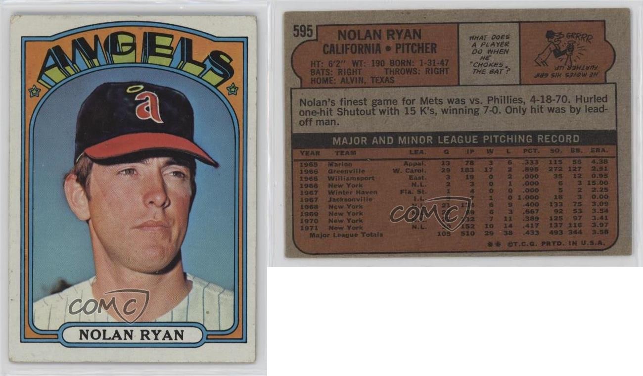 1972 Topps Nolan Ryan #595 HOF sq1