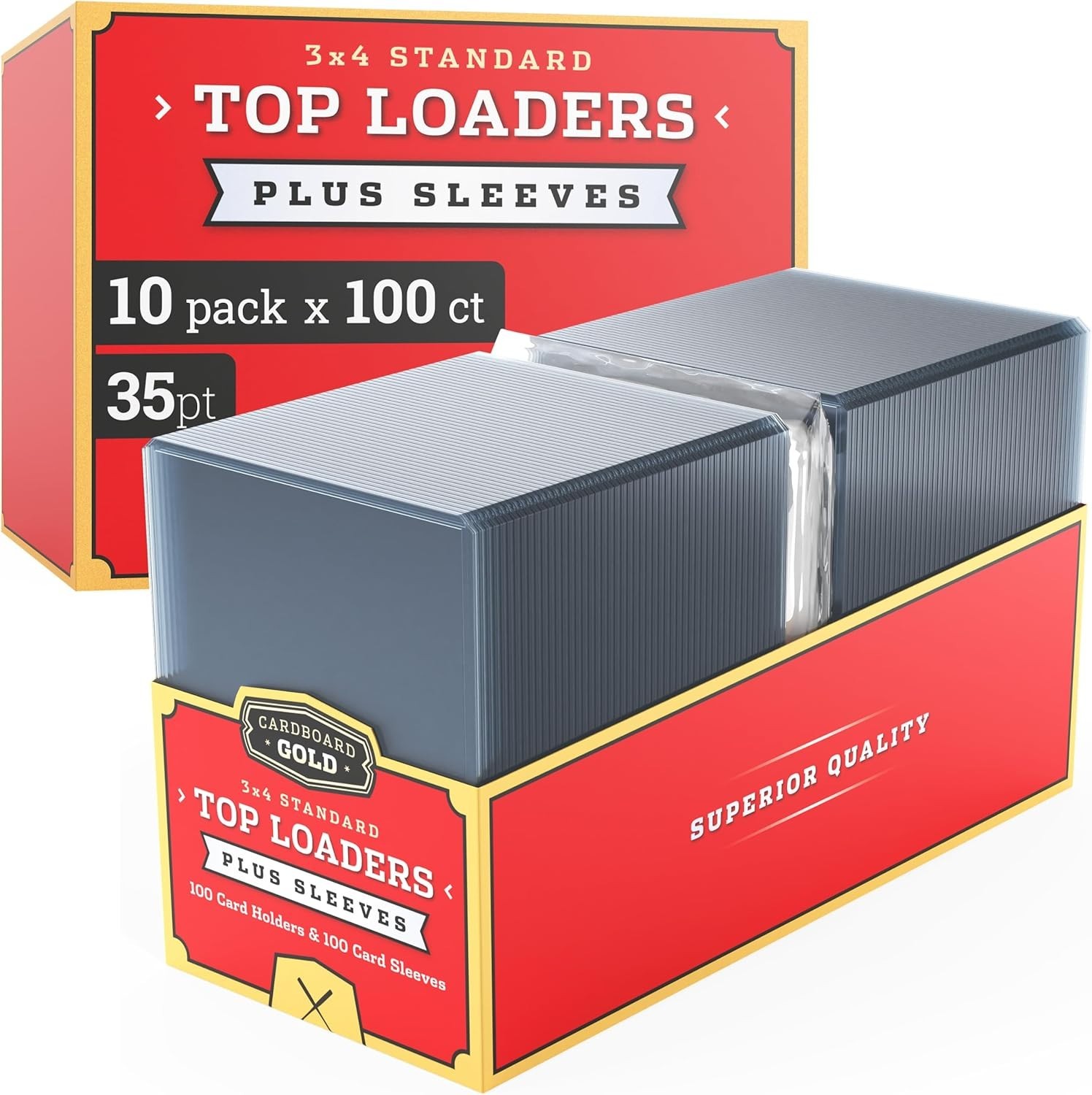 35pt Clear Toploaders for Trading Cards – 1000 Pack with Bonus Sleeves