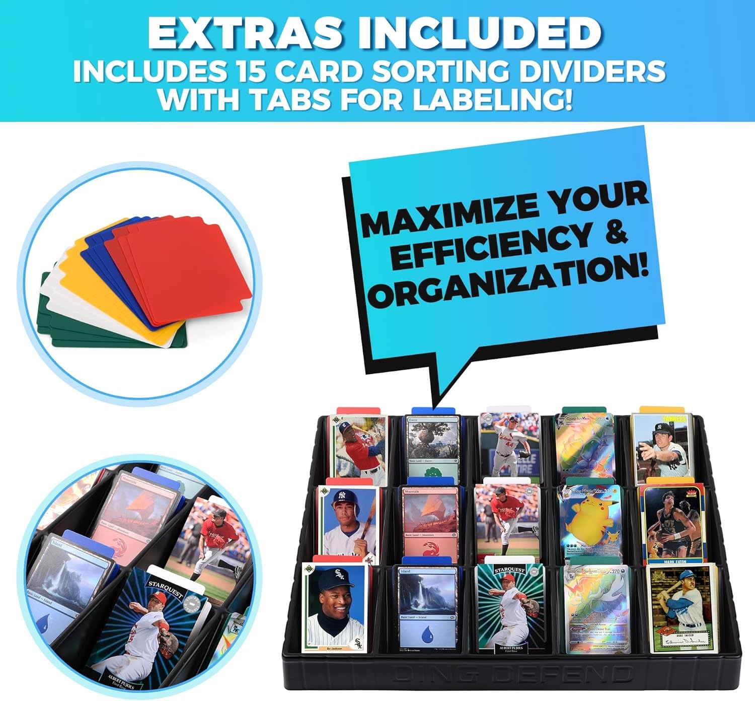 Storage Standard Card Sorting Tray – Stackable Trading Cards Organizer – 15-Comp