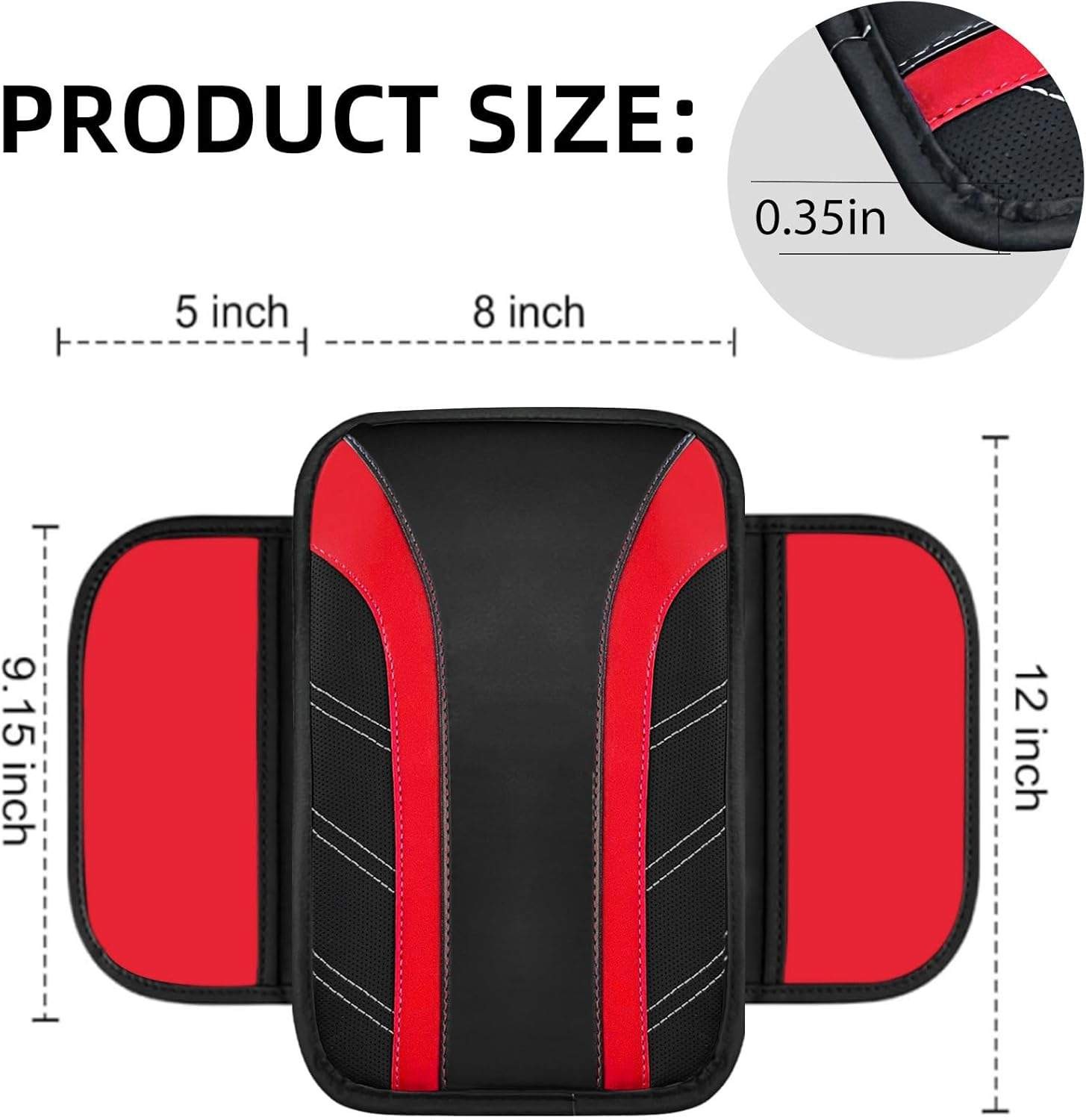 Car Steering Wheel Cover Seat Belt Pads Armrest Pad Cup Holder Mats Red Black