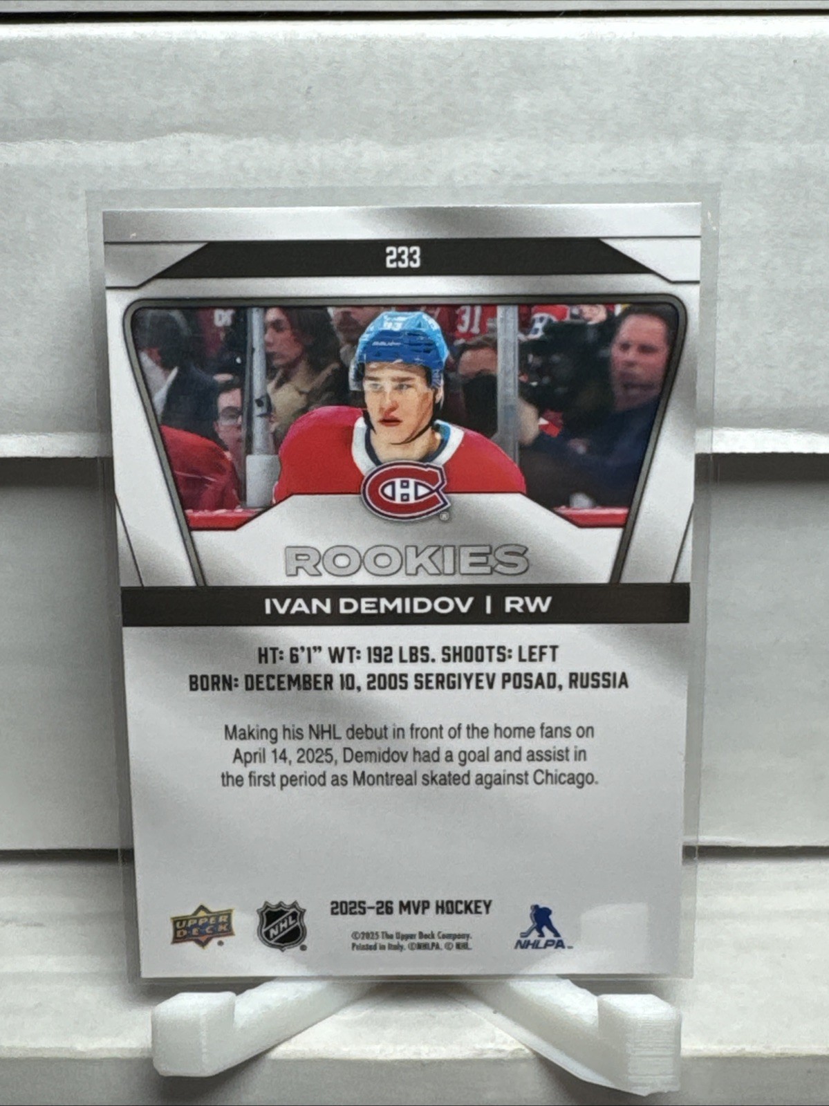 2025-26 Upper Deck Mvp – SP Rookies Ivan Demidov, Ivan Demidov #233 (RC)