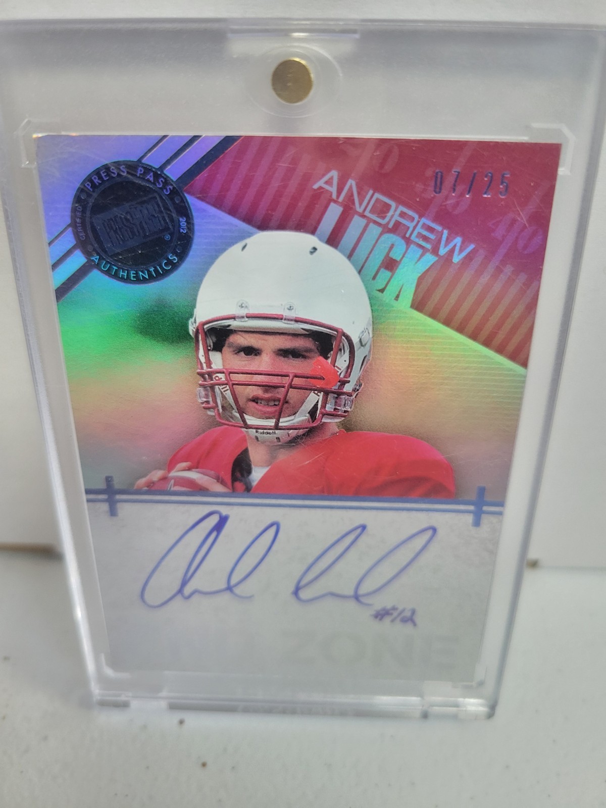 2012 Andrew Luck Press Pass Showcase Endzone Auto Red /25 Colts
