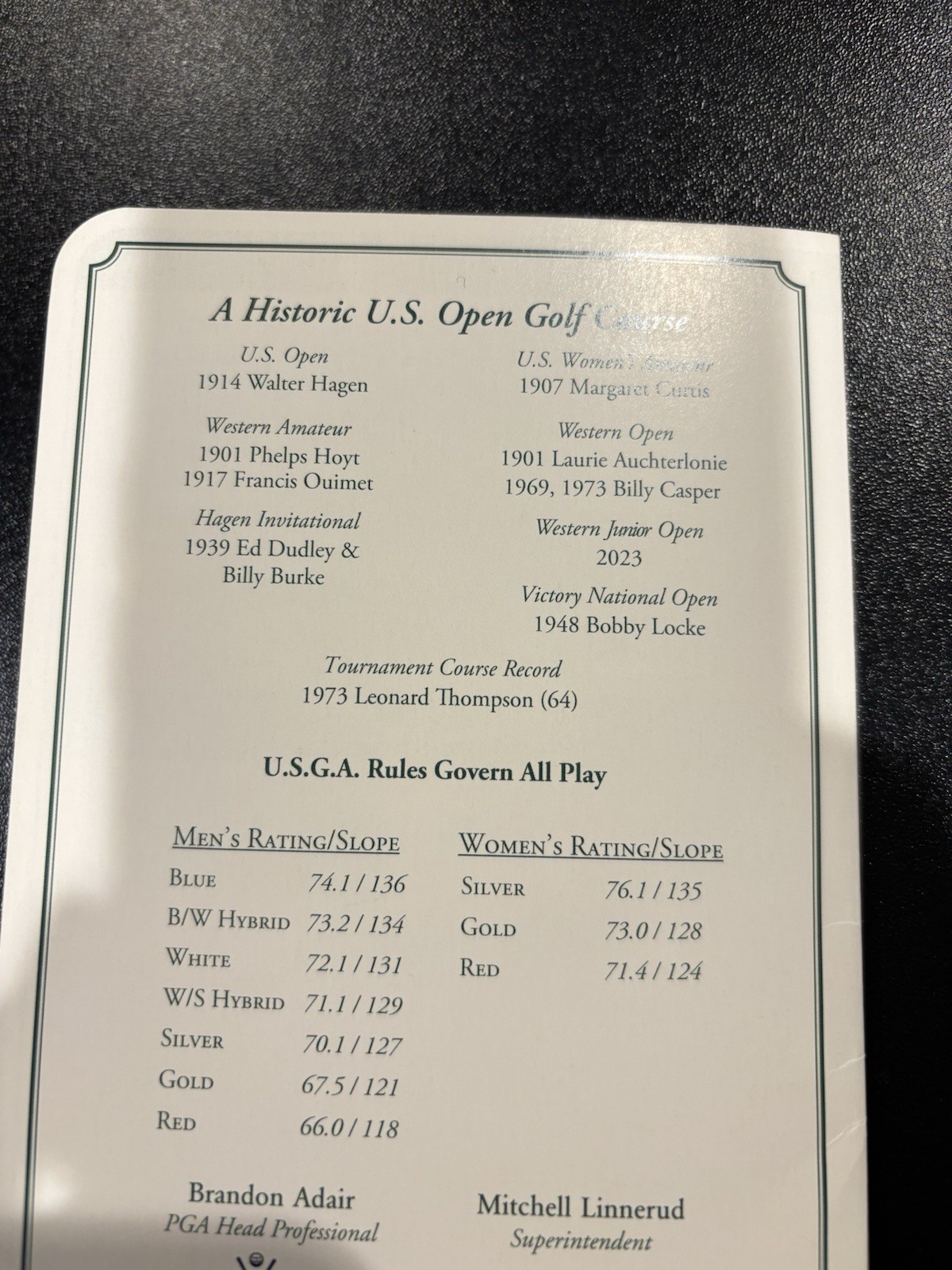 Midlothian Country Club Golf Scorecard- Chicago, IL – 1914 US Open