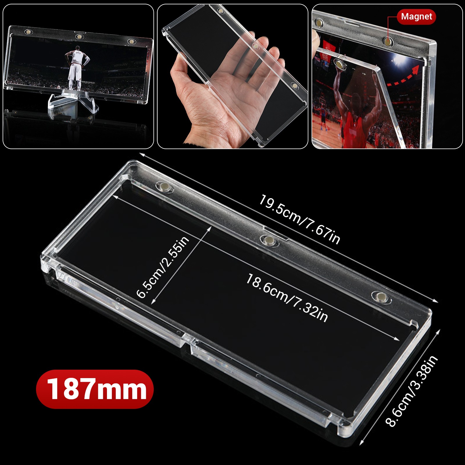 187mm Horizontal Booklet 175PT One Touch Magnetic Trading Card Holder Protector