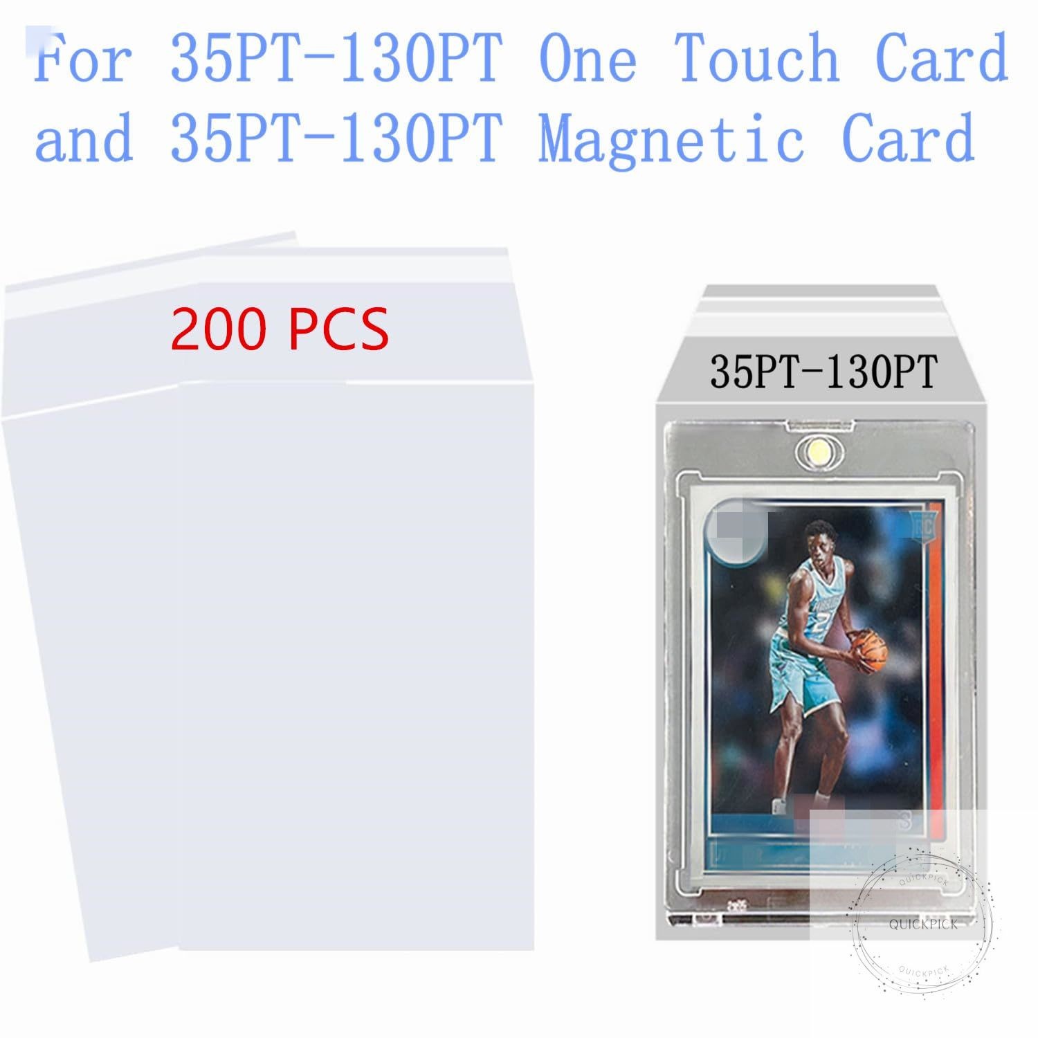 200PCS Resealable Team Bags for One Touch Card Holders 35PT-130PT, Fit Sleeves