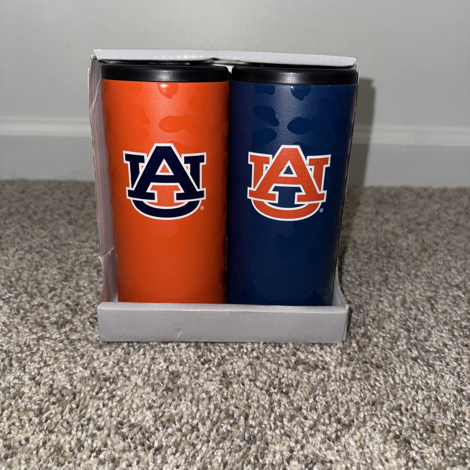 Auburn Tigers Slim Can 12 Oz Stainless Steel Set Of 2