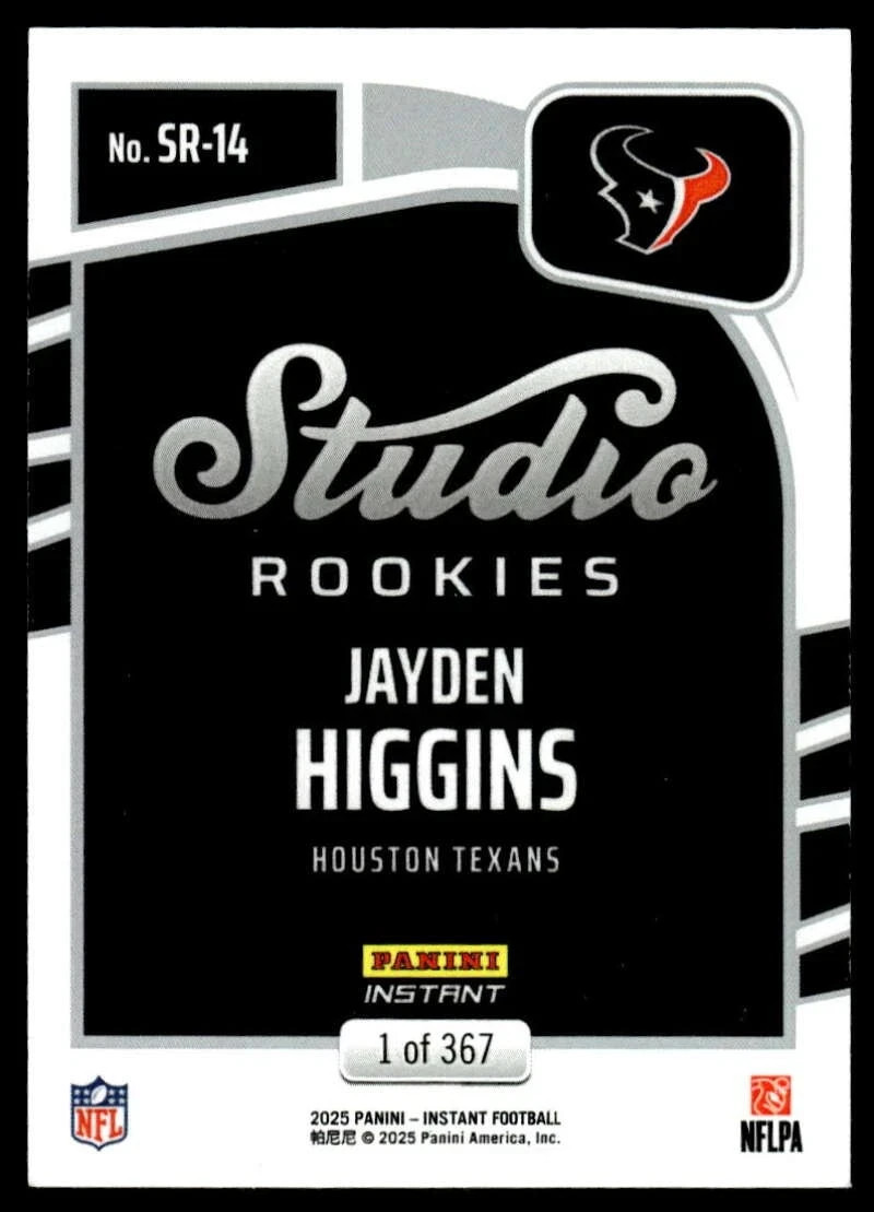 2025 Panini Instant Jayden Higgins/Jaylin Noel STUDIO ROOKIES 1/367 SP Texans RC