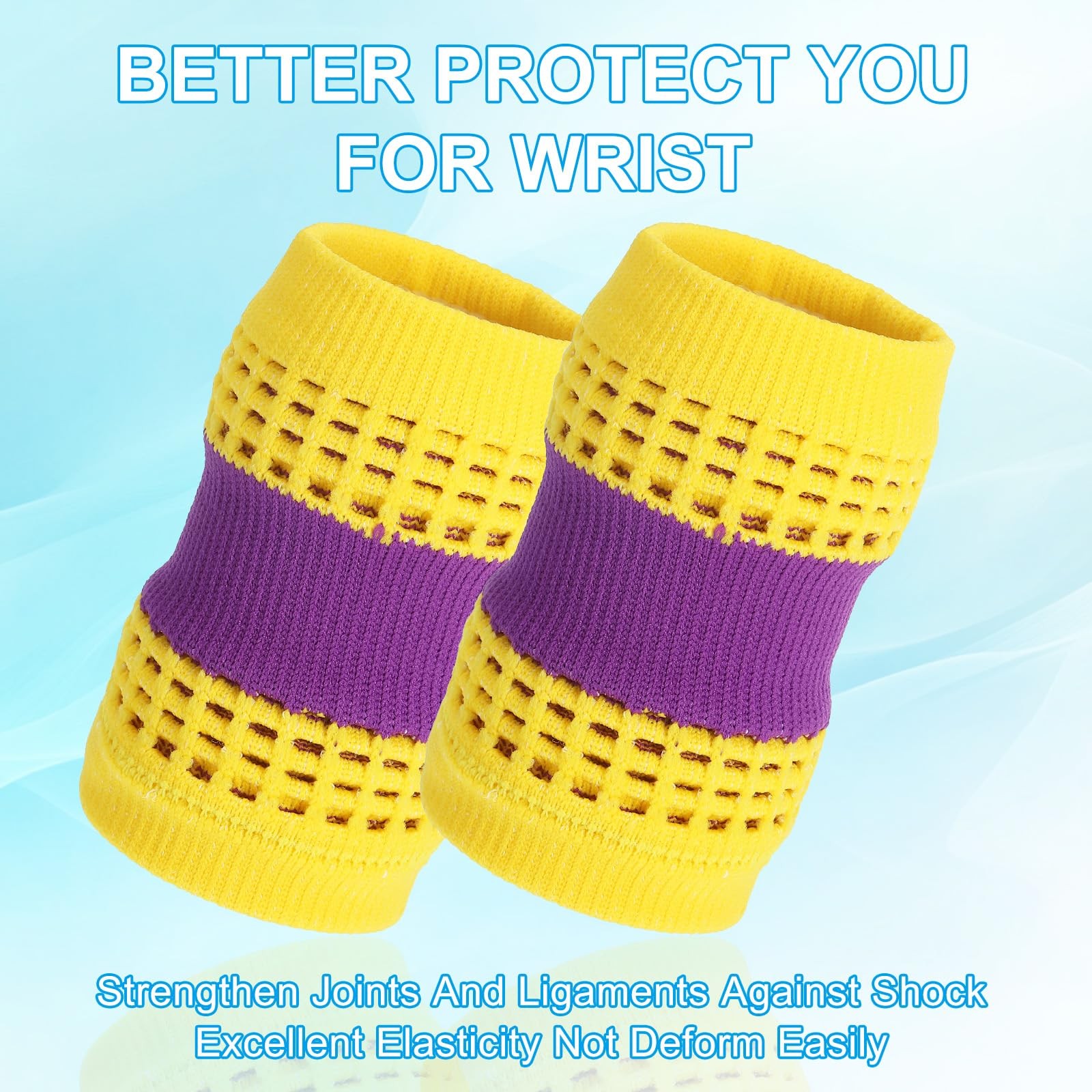 PATIKIL Sports Wristband Sweatbands for Men 3.54 x 4.02 Inch, Yellow/Purple