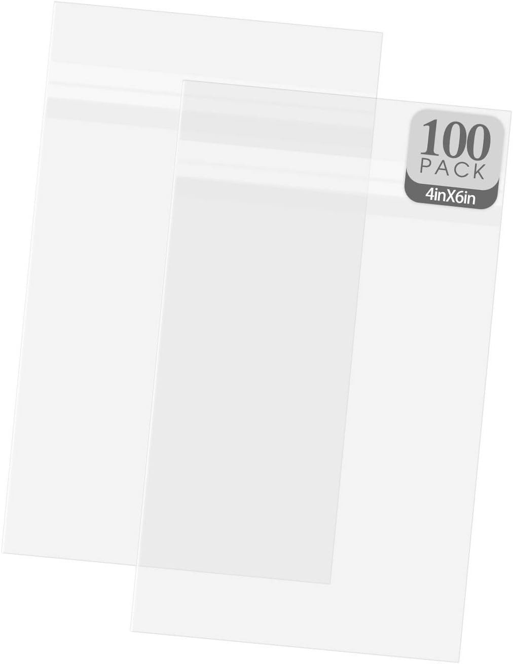 100 Pack 4-3/4″ x 6-1/2″ Acid-Free Crystal Clear Sleeves Storage Bags Fits 4X…