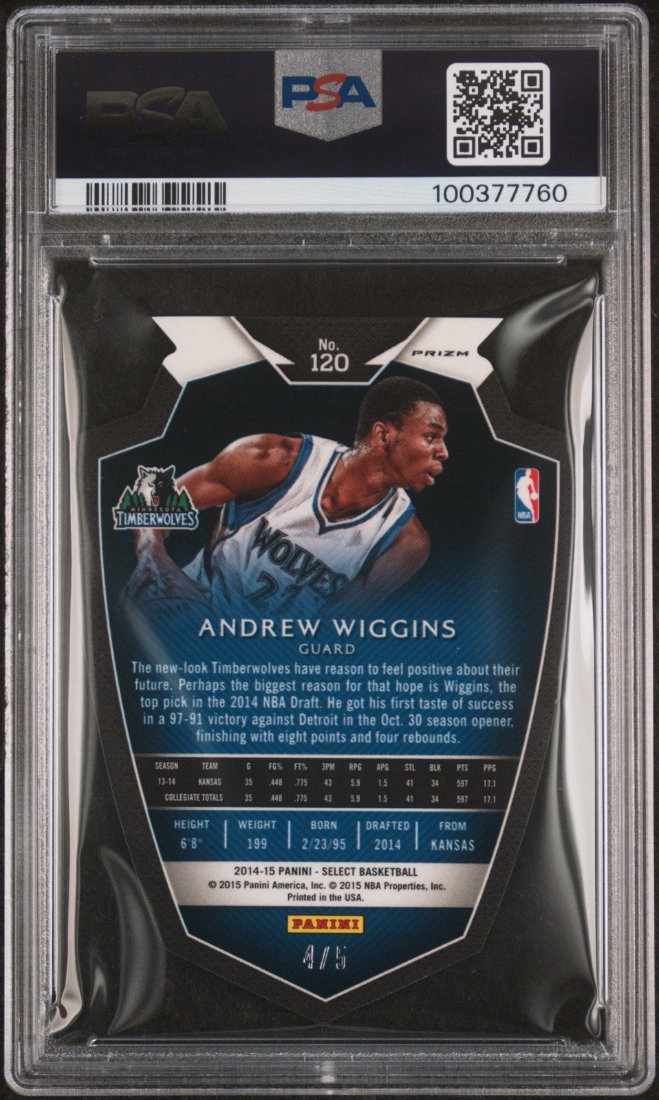 2014 Select Andrew Wiggins Rookie Die Cut Green /5 PSA 10 💎 Gem Mint! Pop 2