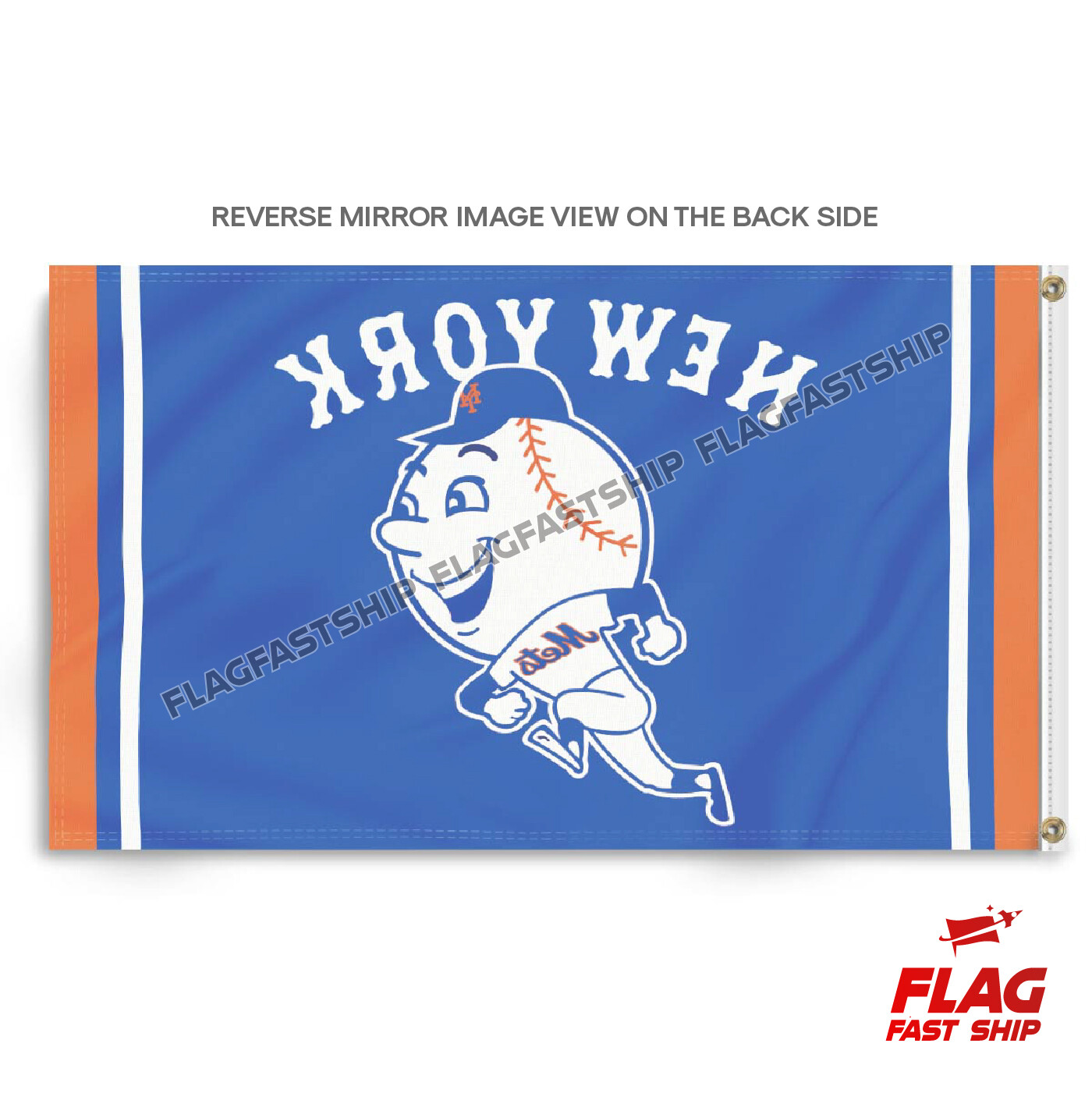 New York Mets Flag 3×5 FT Banner MR. MET Logo GrommetsUS Seller FREE Shipping