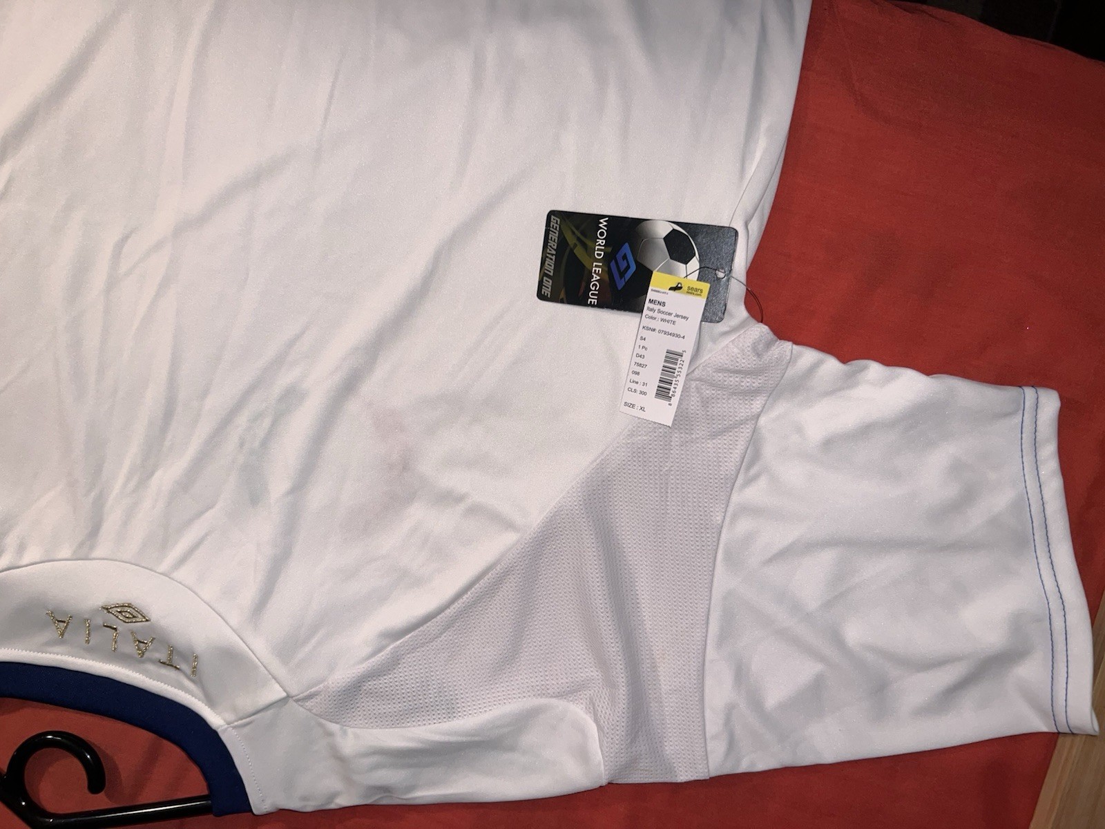 Generation One Italy National Team Soccer Jersey White Red Green Blue Men’s XL
