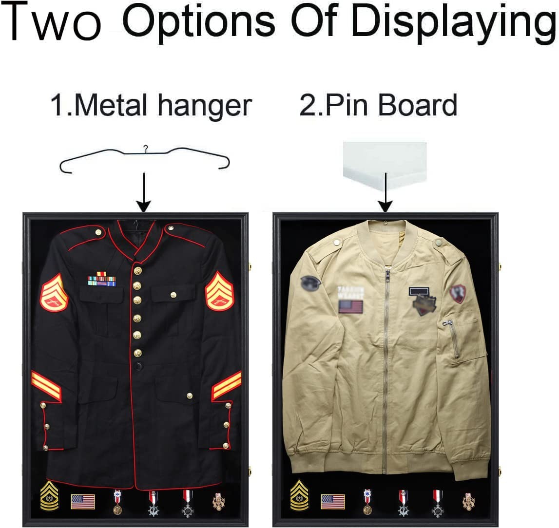 Tieeqe Military Uniform Shadow Box – Police Uniform Display Case Black