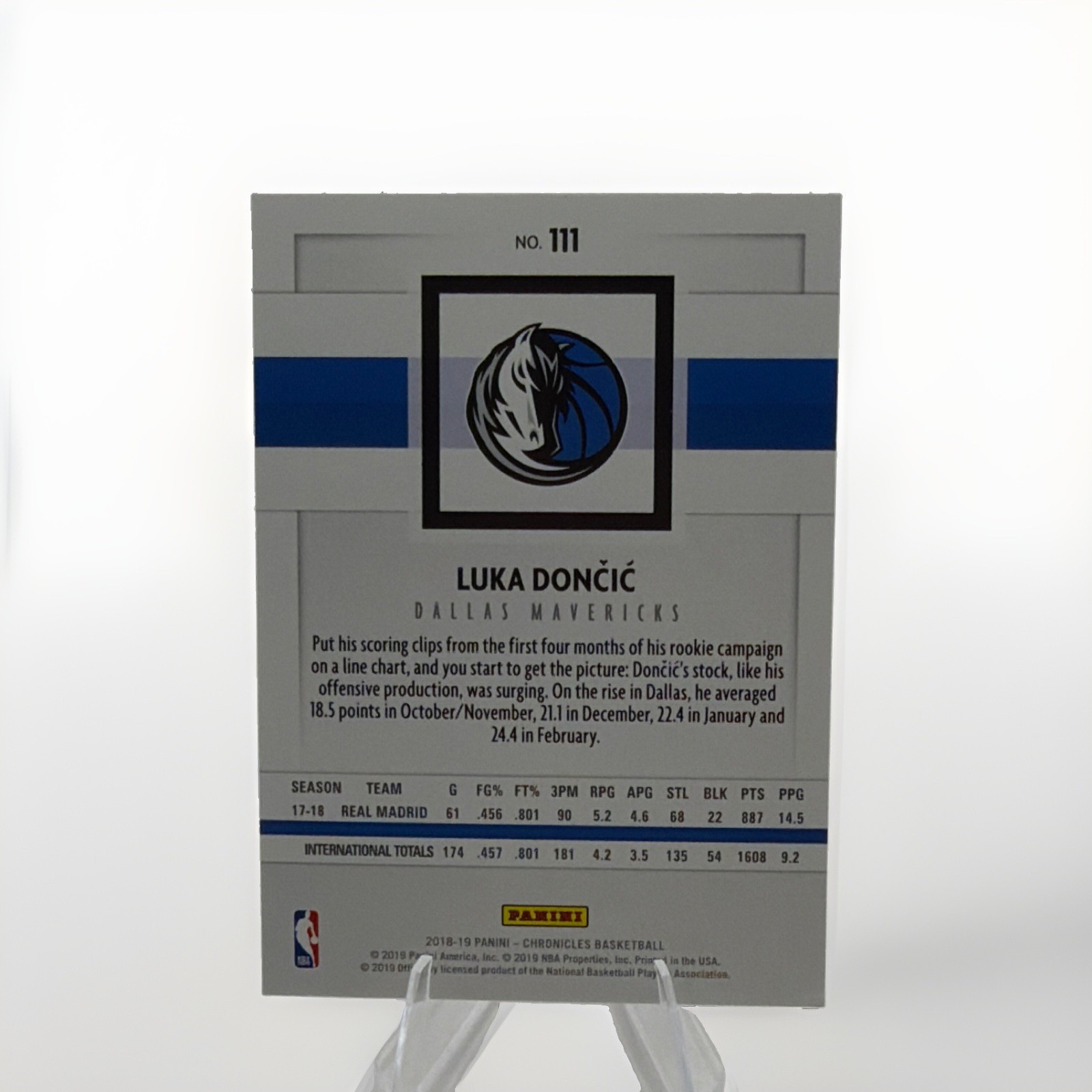 2018-19 Panini Chronicles Luka Doncic #111 True Base RC Rookie Dallas Mavericks.