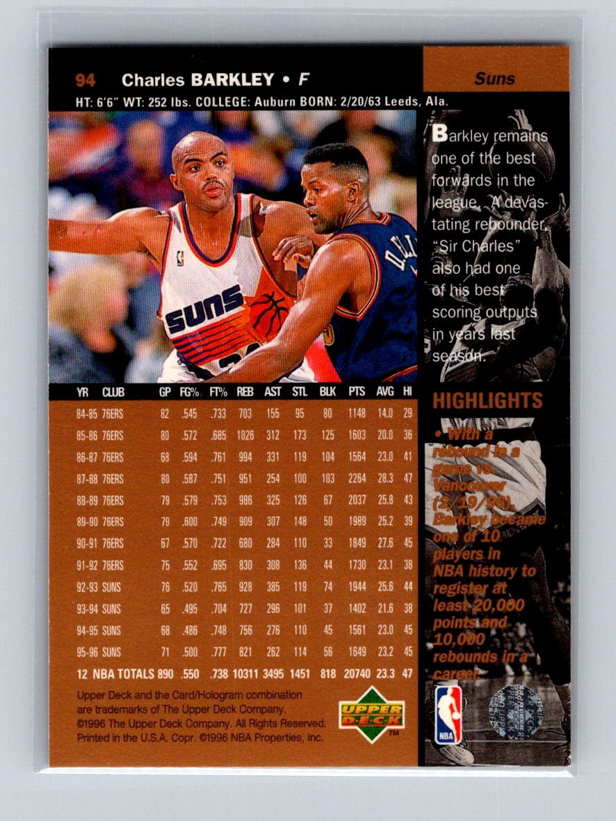 1996-97 Upper Deck #94 Charles Barkley Phoenix Suns