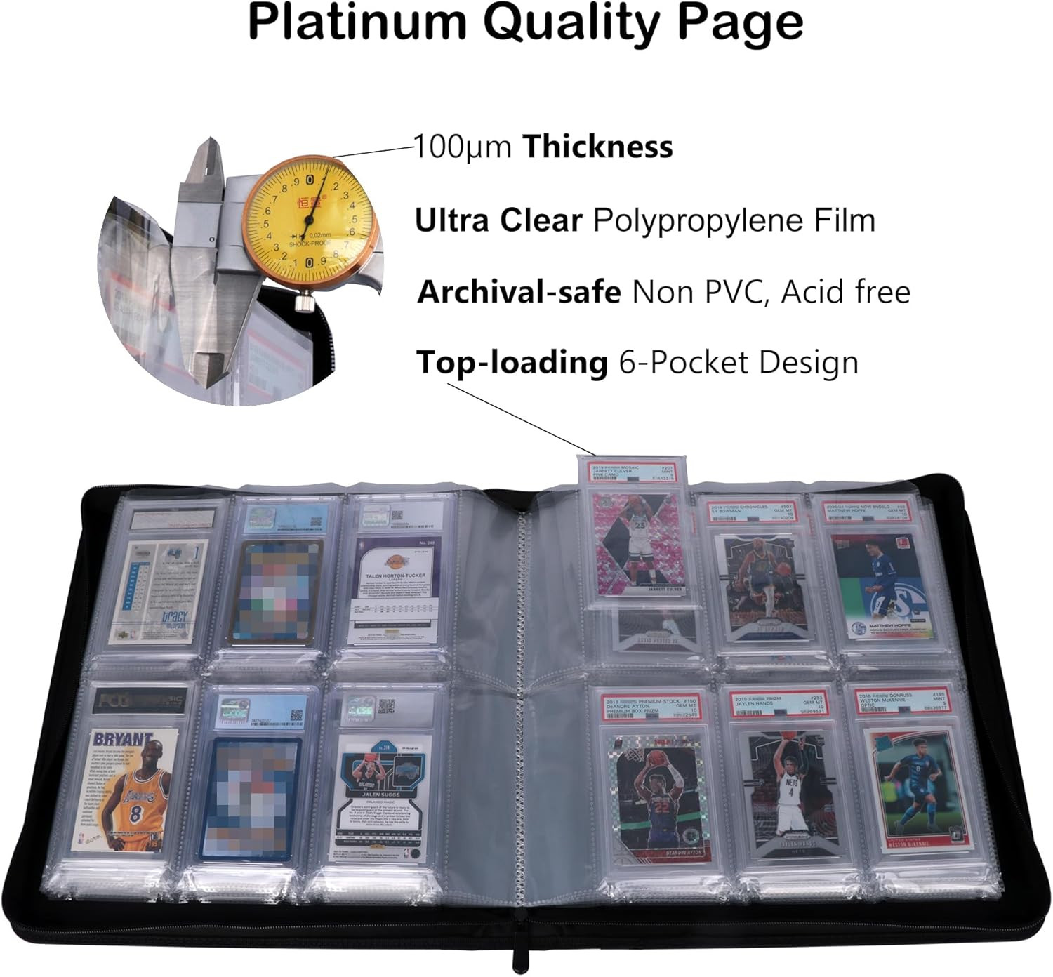 Rayvol PSA Slab Binder, Holds 72 PSA Slabs, 6-Pocket Graded Card Binder for PSA,
